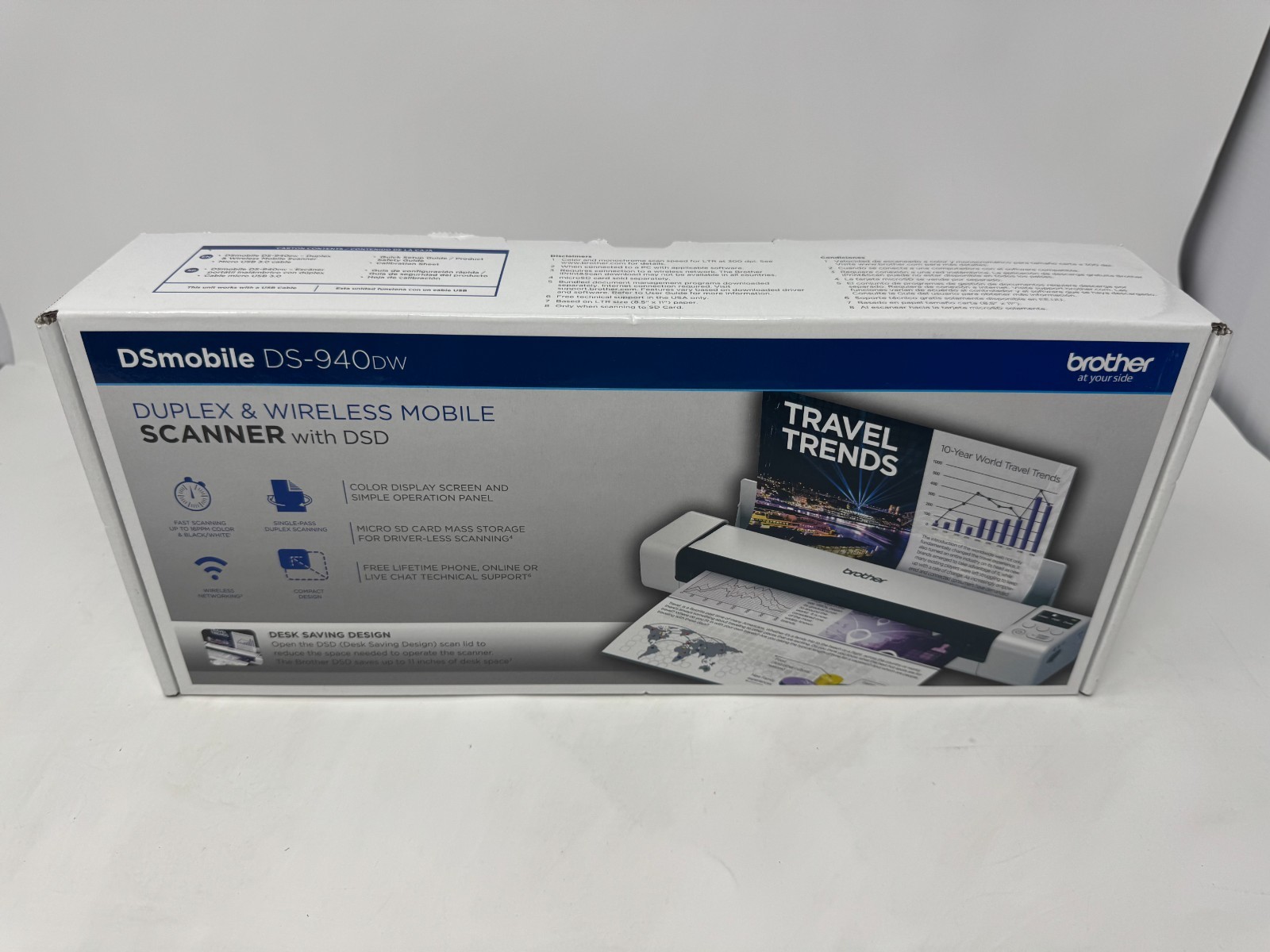 New Sealed Brother DSMobile DS-940DW Wireless Duplex Mobile Color Scanner White