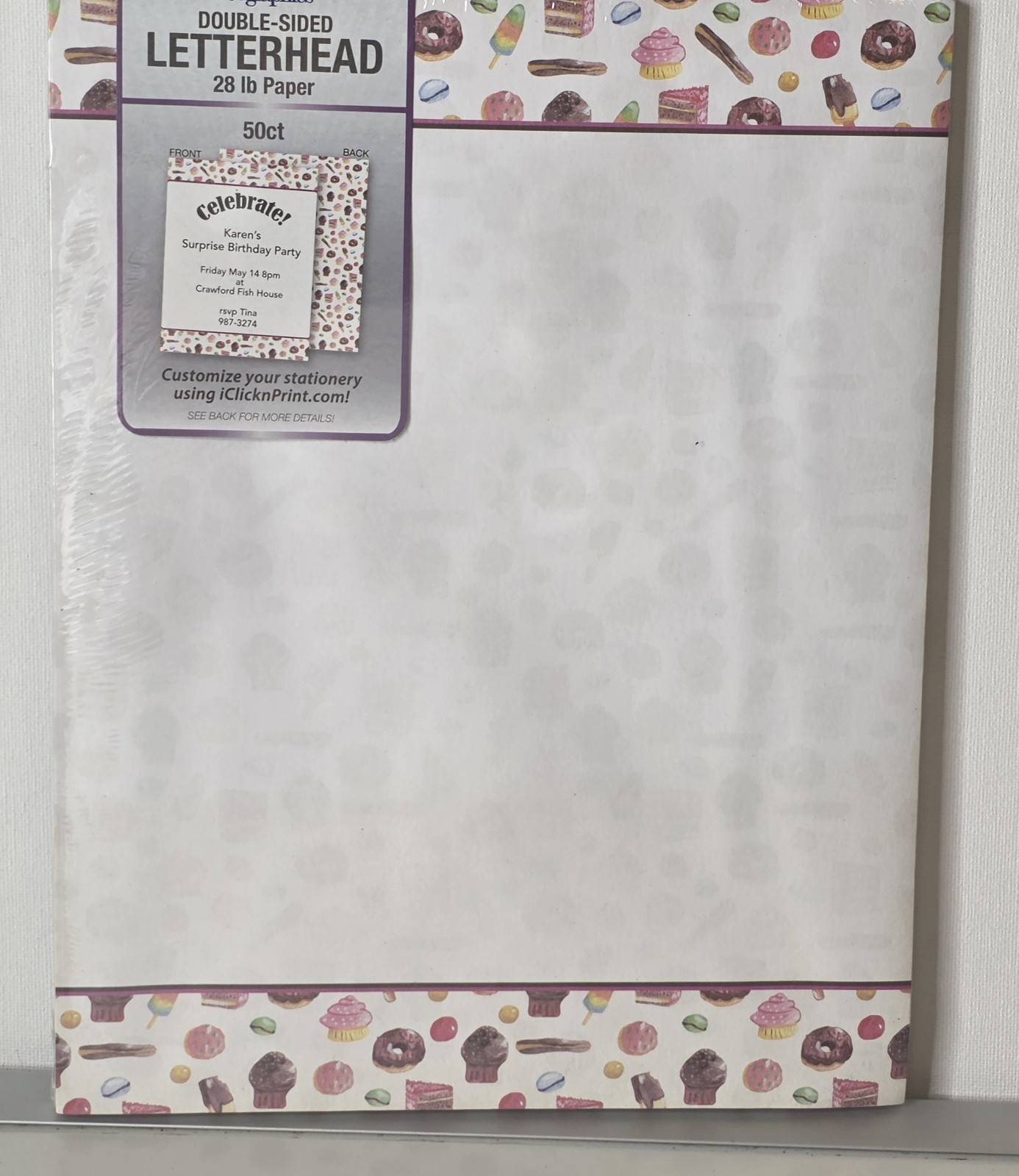 Computer Printer Paper  Cupcakes Donuts White DIY New 50ct Letterhead