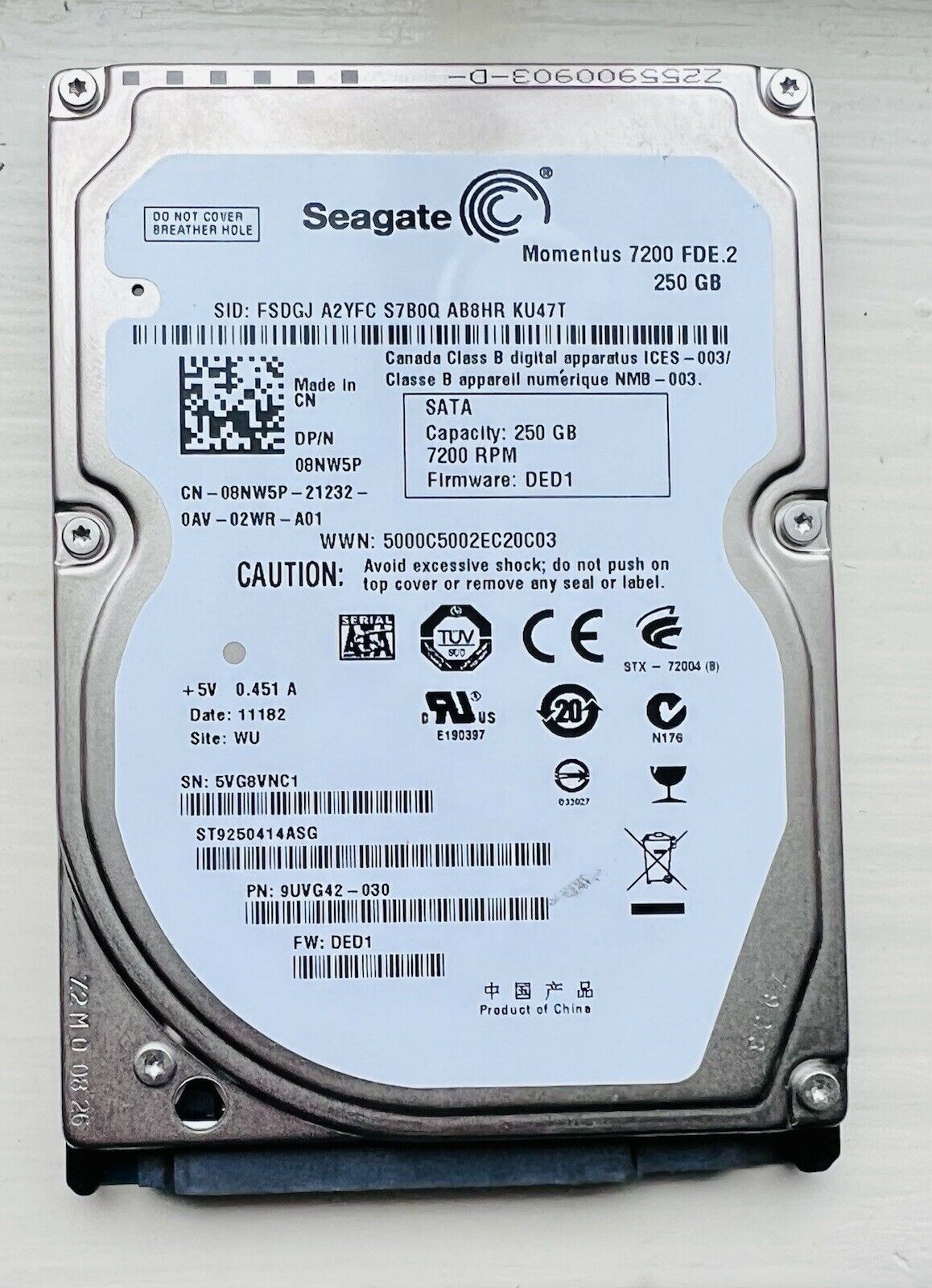 Seagate 250GB SATA 7200RPM 2.5" For Laptop - Total 2 Per Pack