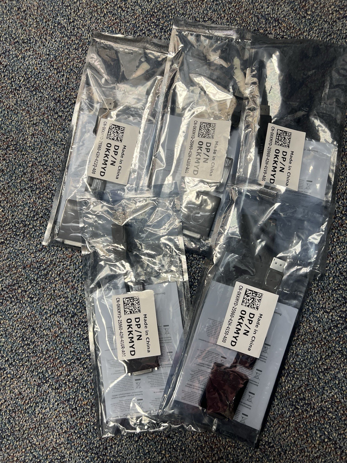 Lot 5x Dell DVI to DisplayPort Adapter Cables – Brand New Sealed – Fast Shipping