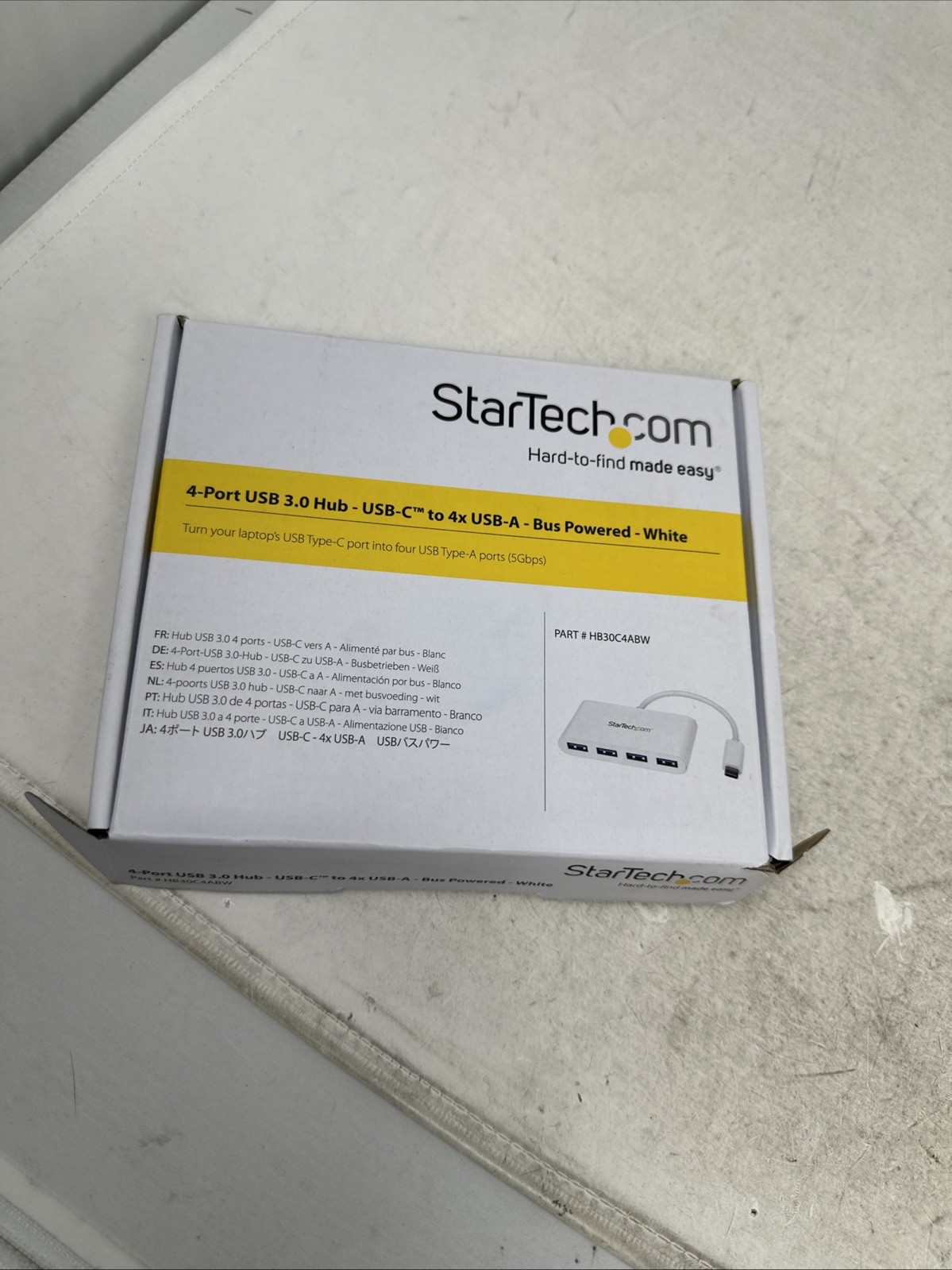 NIB StarTech.com 4 port USB 3.0 hub-USB-C to 4X USB-A/WHITE/FREE SHIPPING NEW