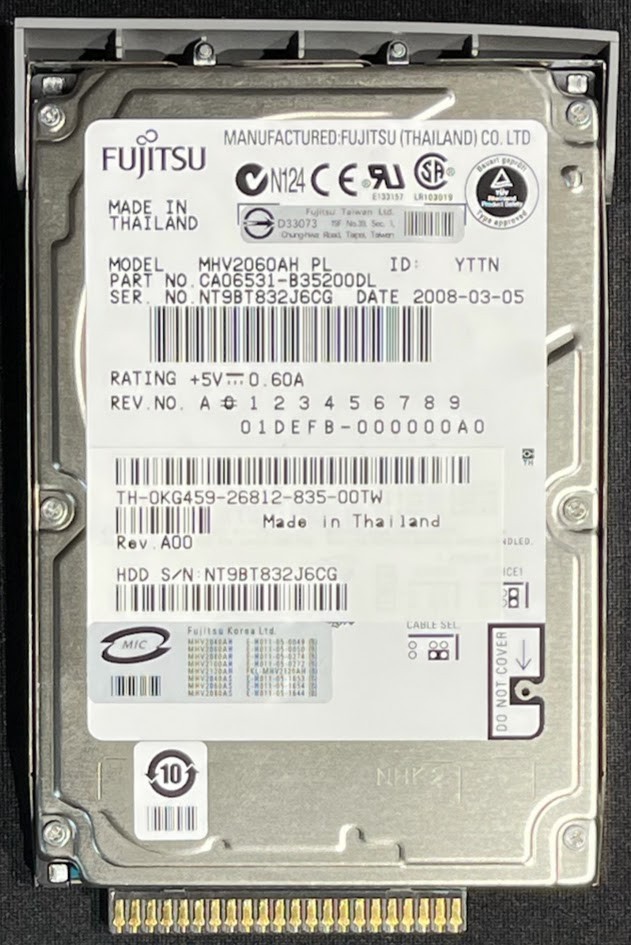 Dell / Fujitsu 60GB Internal 2.5" 5400RPM Hard Drive / MHV2060AH / KG459 / 9Y398