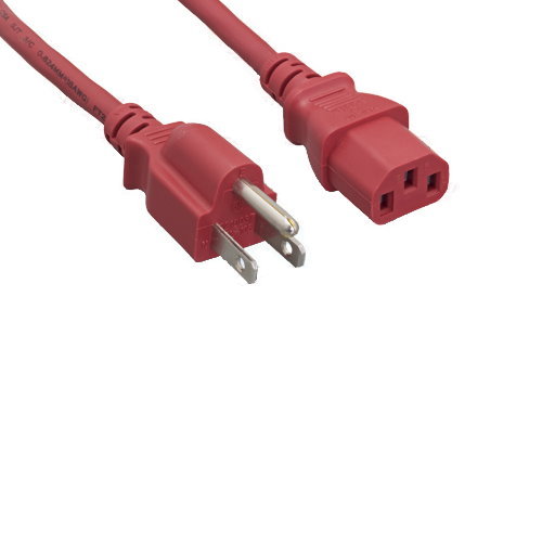 Lot 10pc Red/Blue/Green Color AC Power Cord Cable NEMA5-15P/C13 18AWG 10A 125V