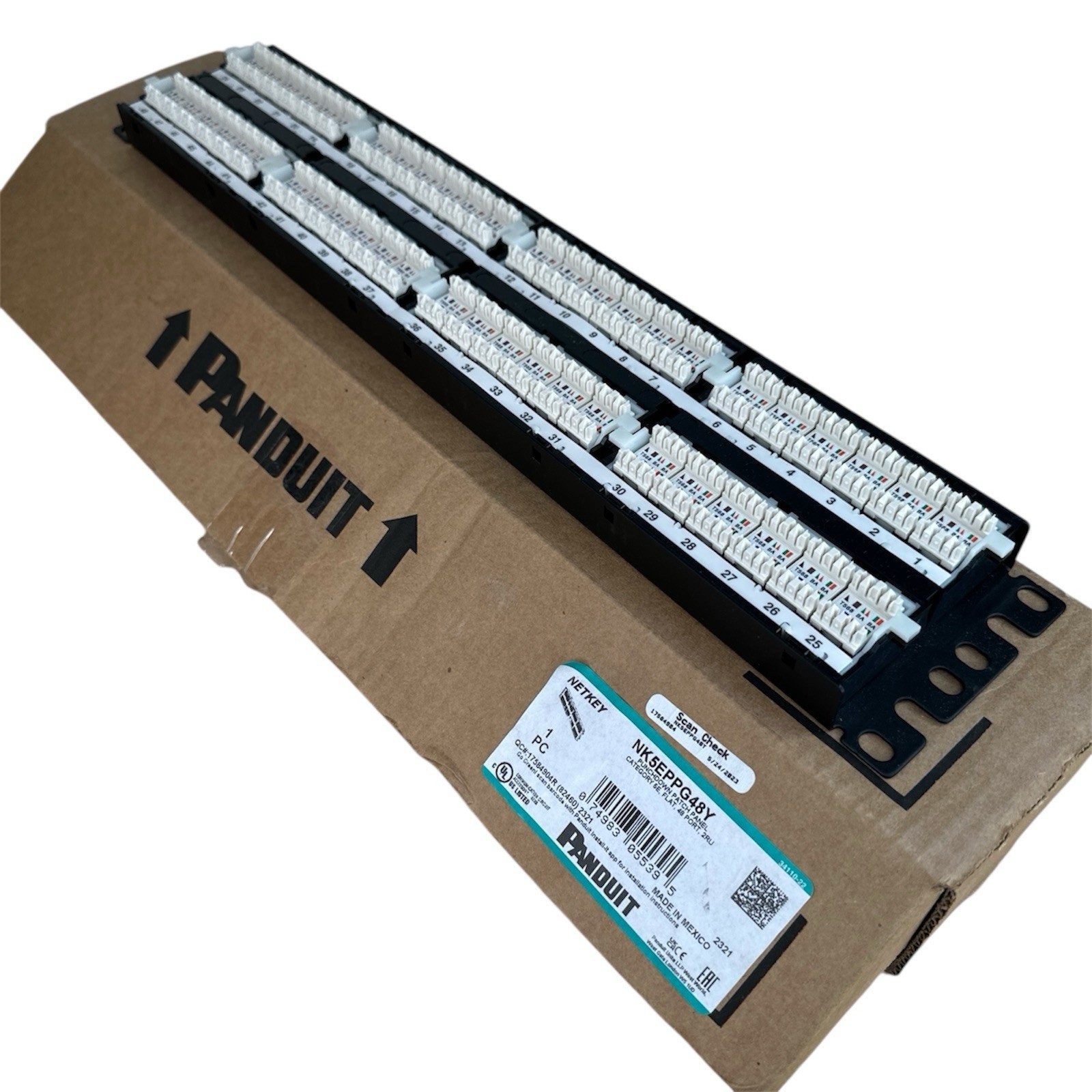 Panduit NK5EPPG48Y 2RU Flat Punchdown Patch Panel Cat 5e 48 Ports Electrical