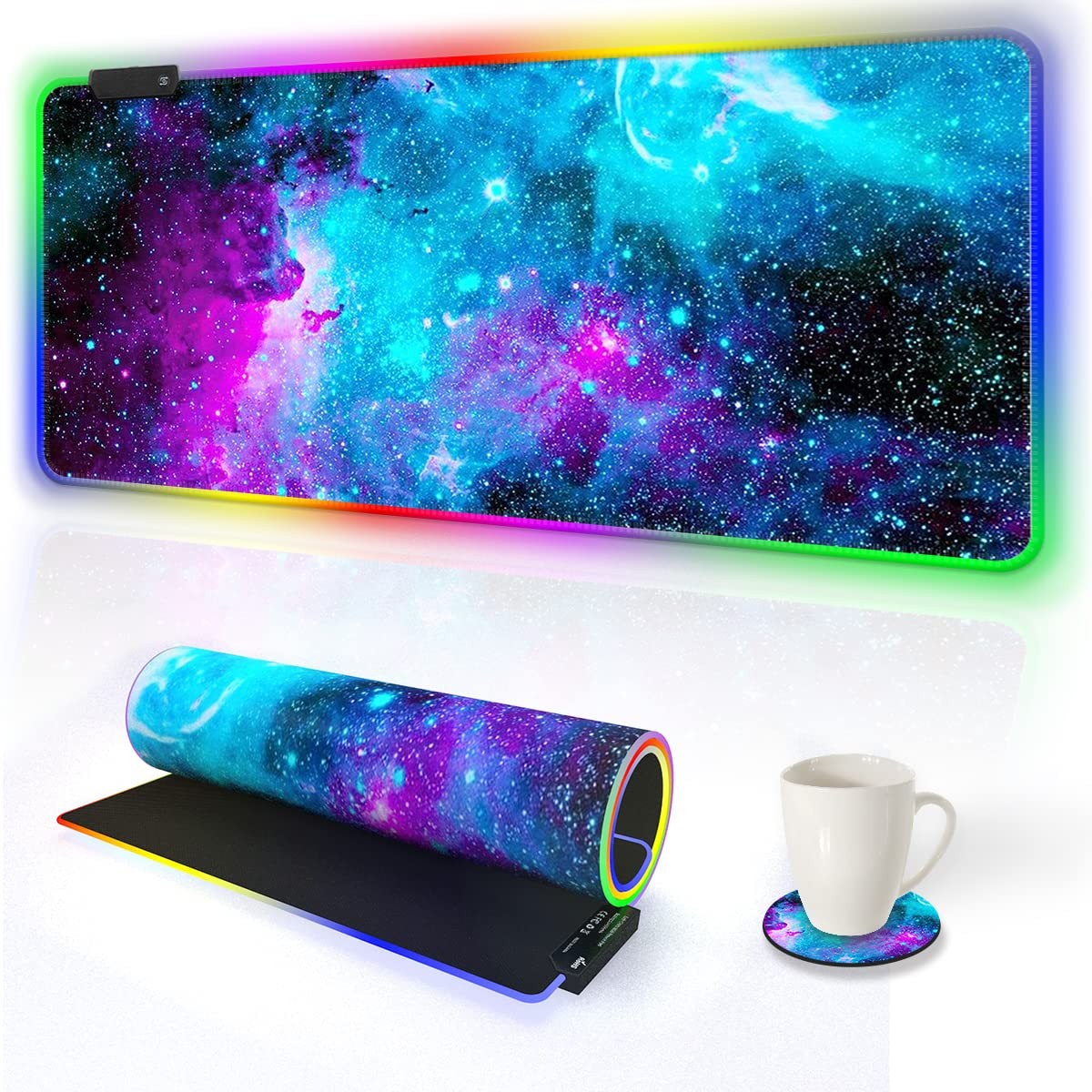 AIMSA Galaxy Nebula Universe RGB Gaming Mouse Pad Extended Large LED