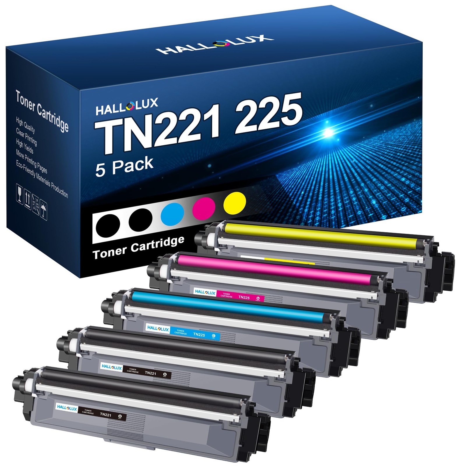 ** New Brother Toner | TN-221 / TN-225 | Black/Color | Compatible | 5-Pack