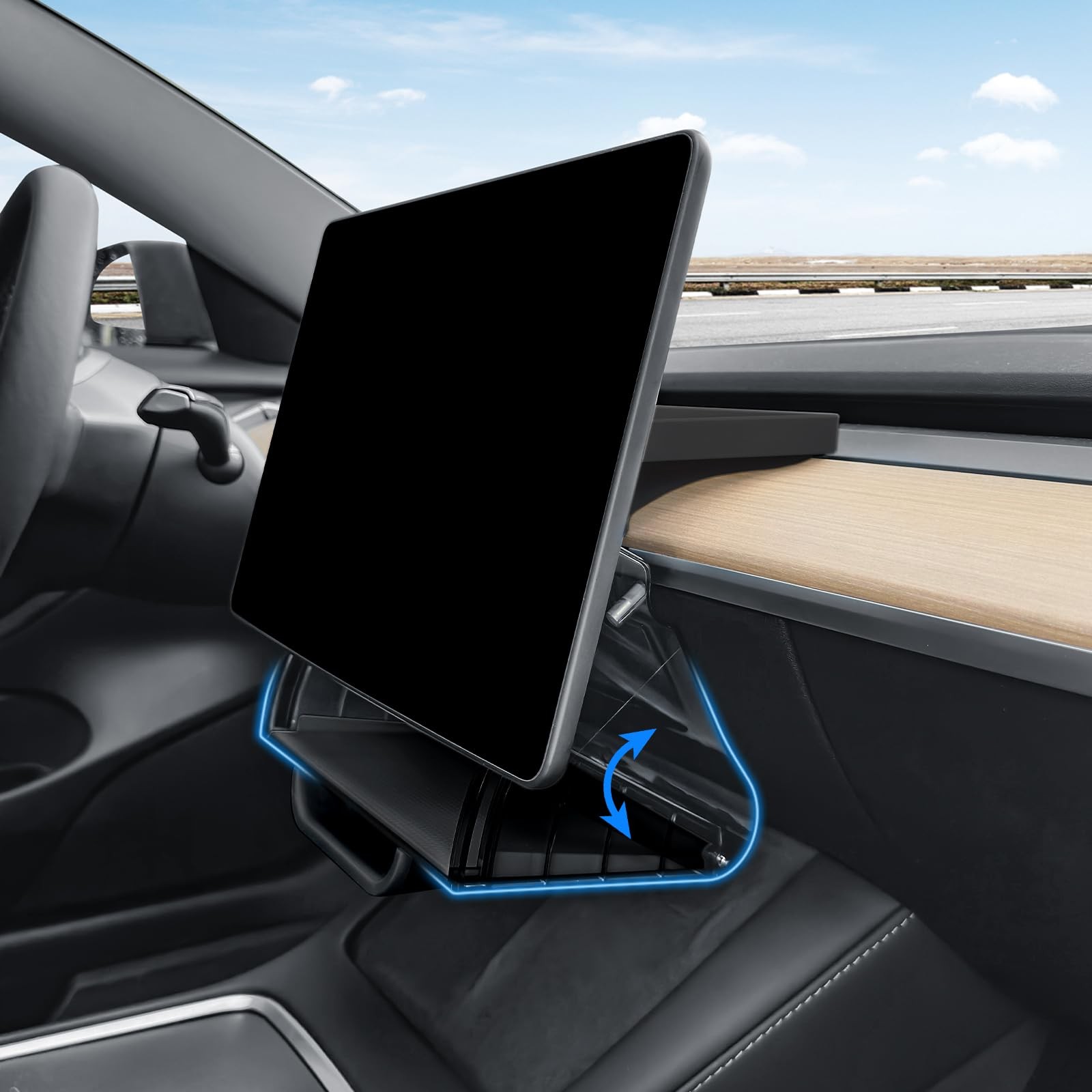 Klutchtech Hideable Under Screen Storage for Tesla Model Y/Model 3 Black