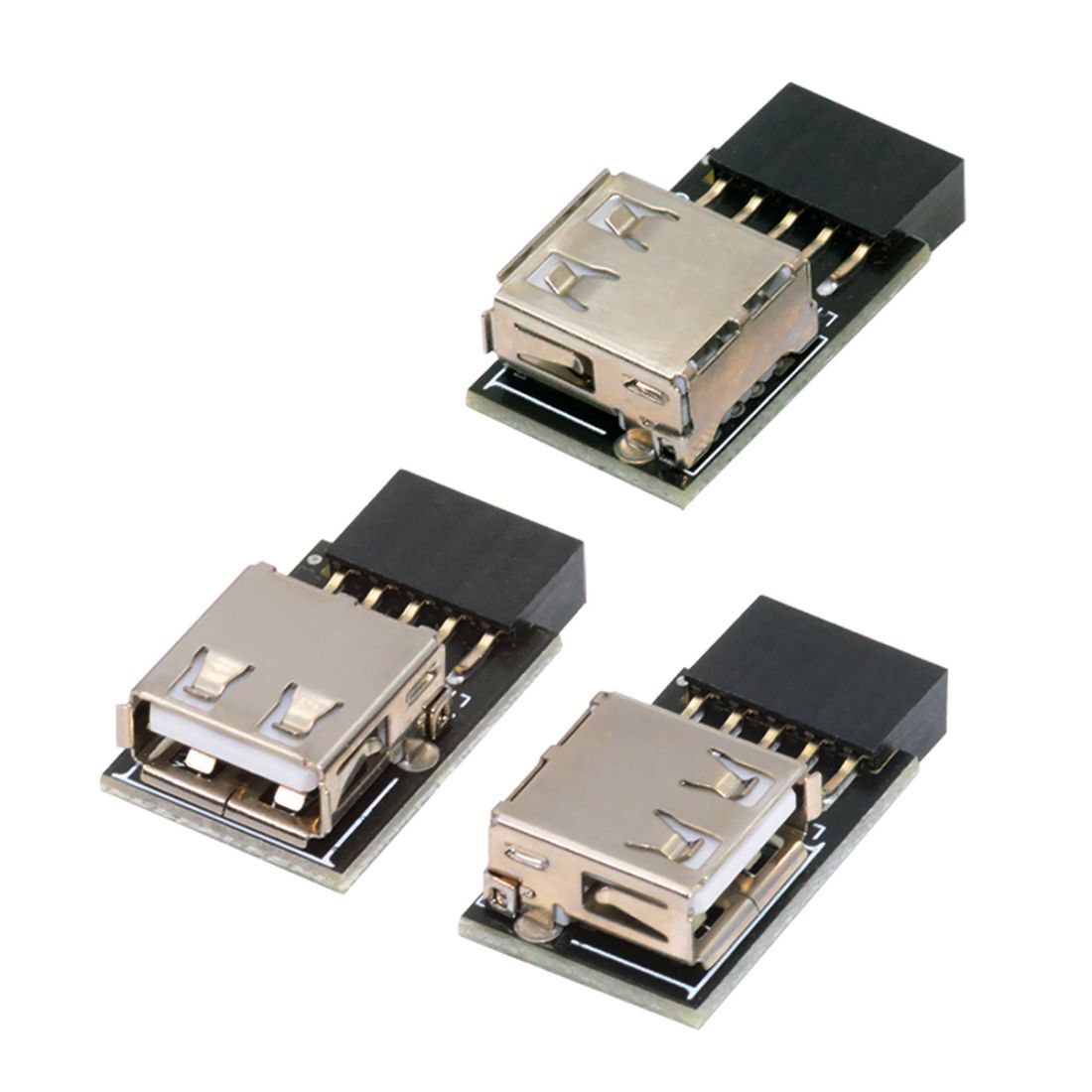 CY 3pcs/set 9Pin/10Pin Motherboard Header to Dual USB 2.0 Adapter Angled Type