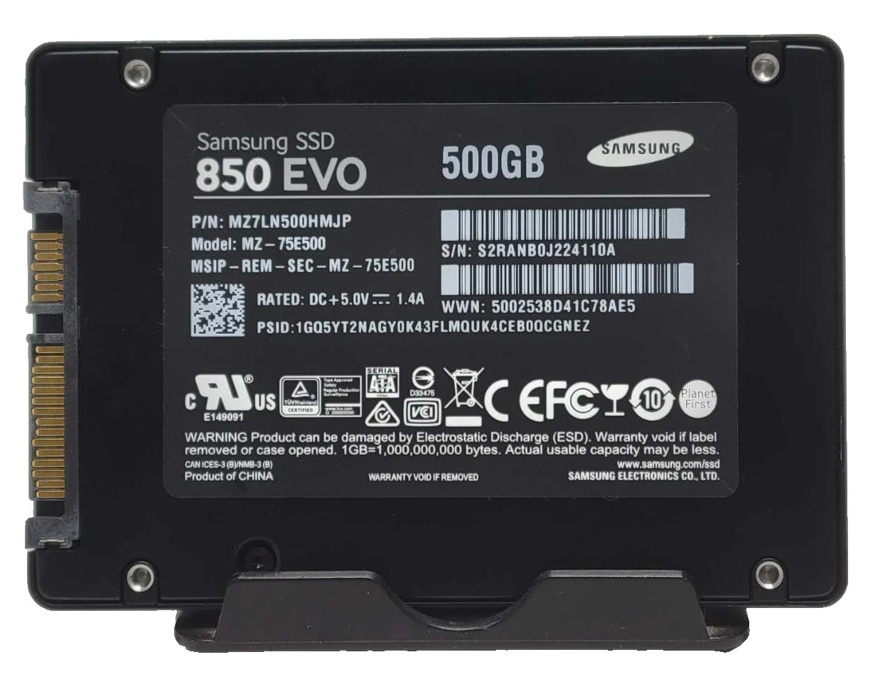 Samsung 850 EVO 500GB 2.5" SATA SSD Solid State Drive MZ-75E500 MZ7LN500HMJP