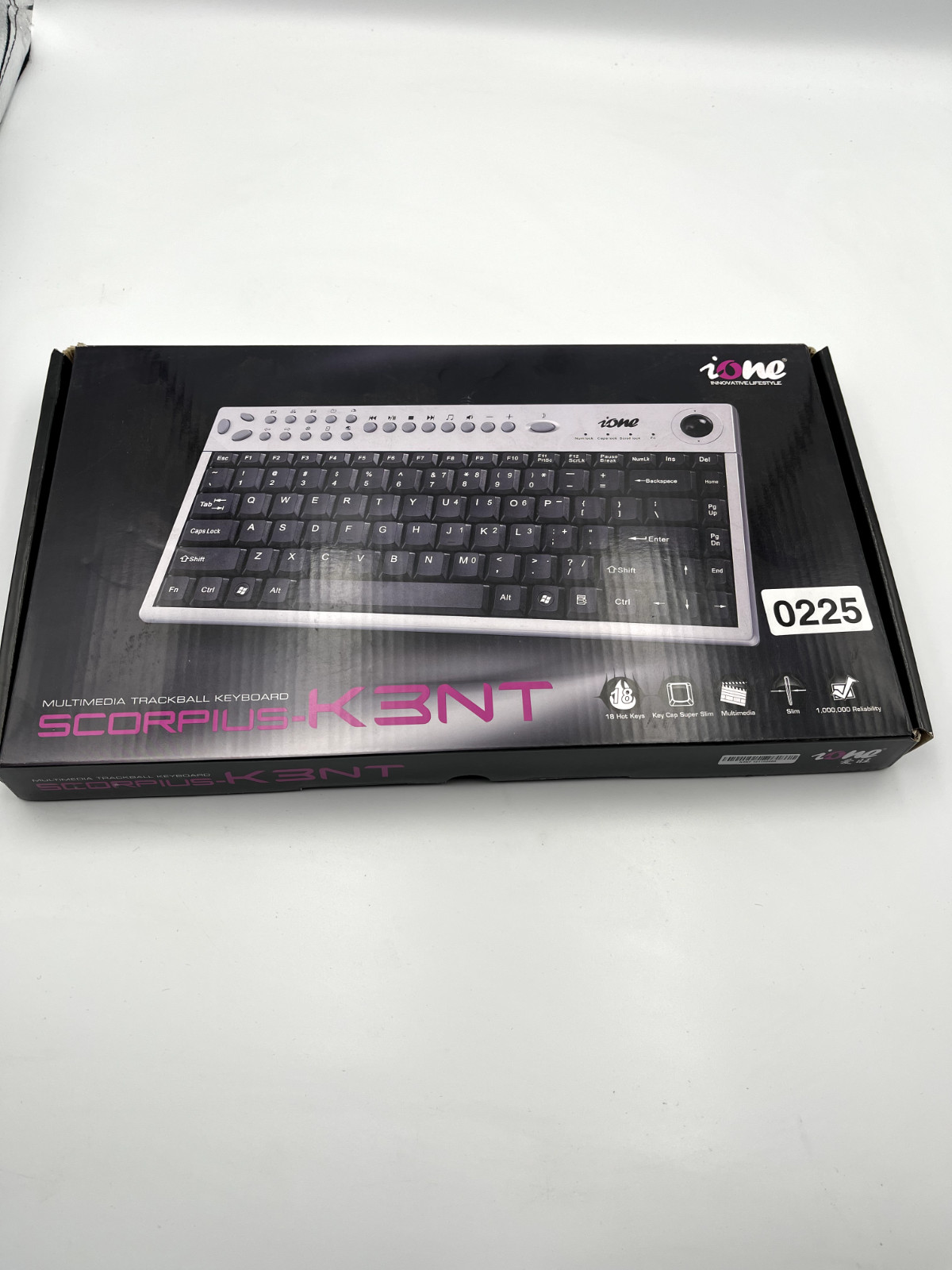 iONE SCORPIUS-K3NT Multimedia Trackball Keyboard Wired (USB Interface)
