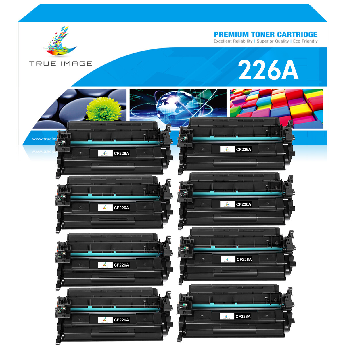 8 Pack High Yield CF226A 26A Black Toner Cartridge for HP M402n MFP M426fdn