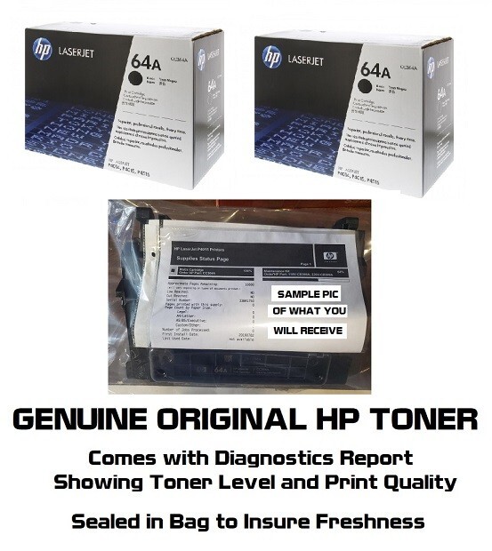 2 MOSTLY New Genuine HP 64A Toner Cartridges Printer-Tested 99% SEALED BAG
