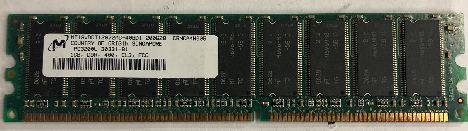 Micron MT18VDDT12872AG-40BD1 1GB DDR Server RAM Memory