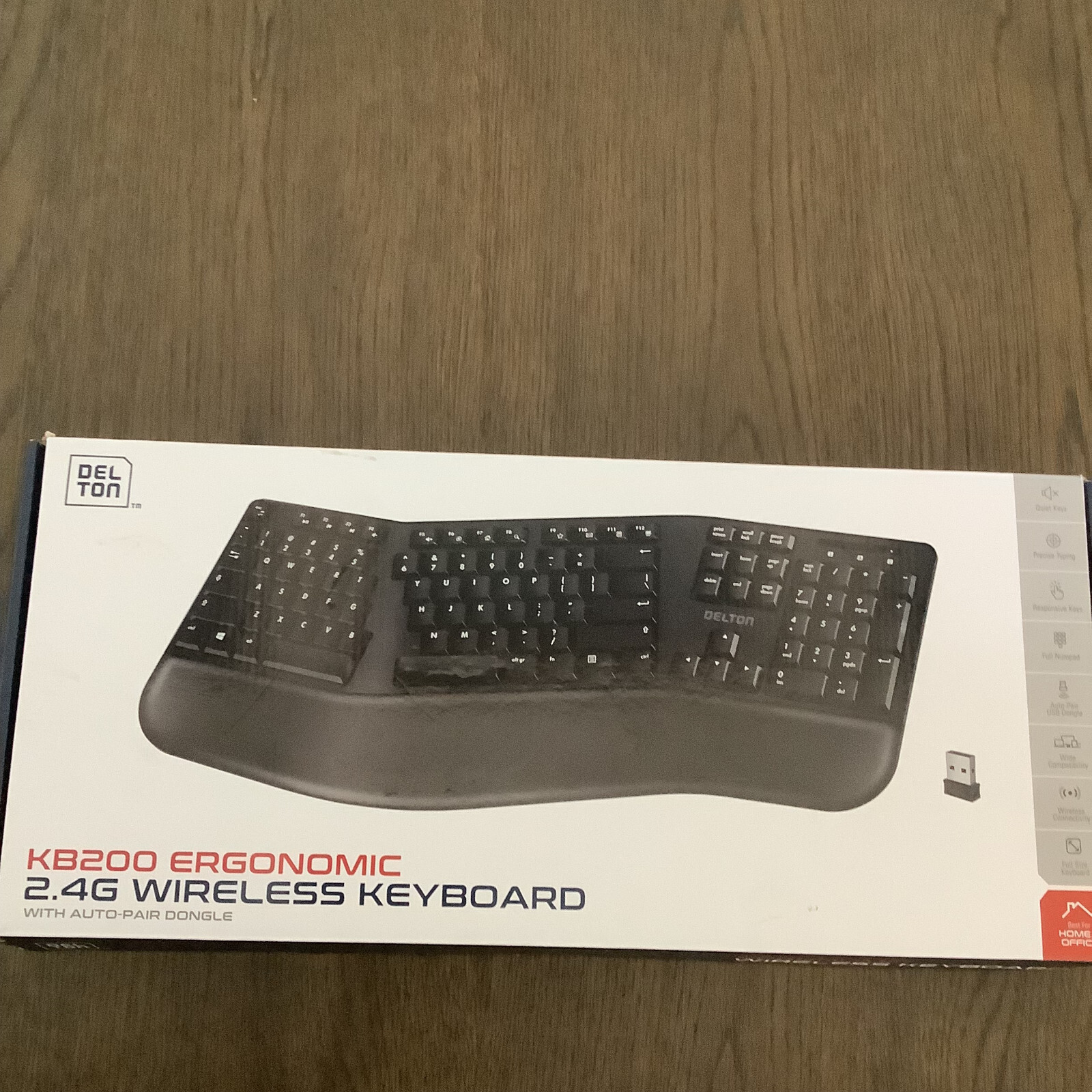 Delton KB200 Ergonomic 2.4G Wireless KEYBOARD ONLY No Dongle - Black