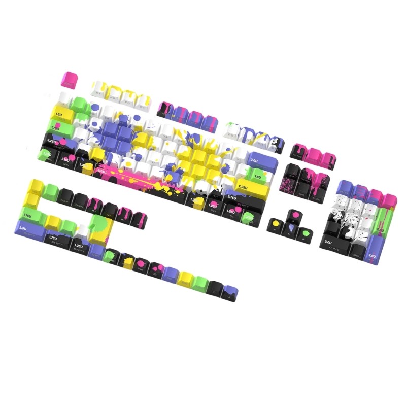 PBT 130 Key Original Height Keycaps Graffiti Side Engraving Translucent Keycap