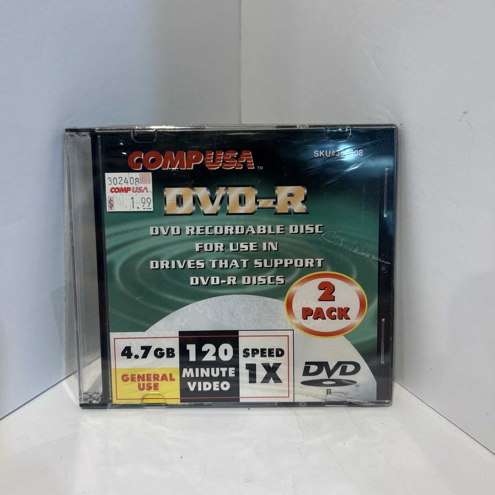 CompUSA DVD-R  4.7 120 Min. Blank DVD-R Disk. 2 Pack. New Sealed