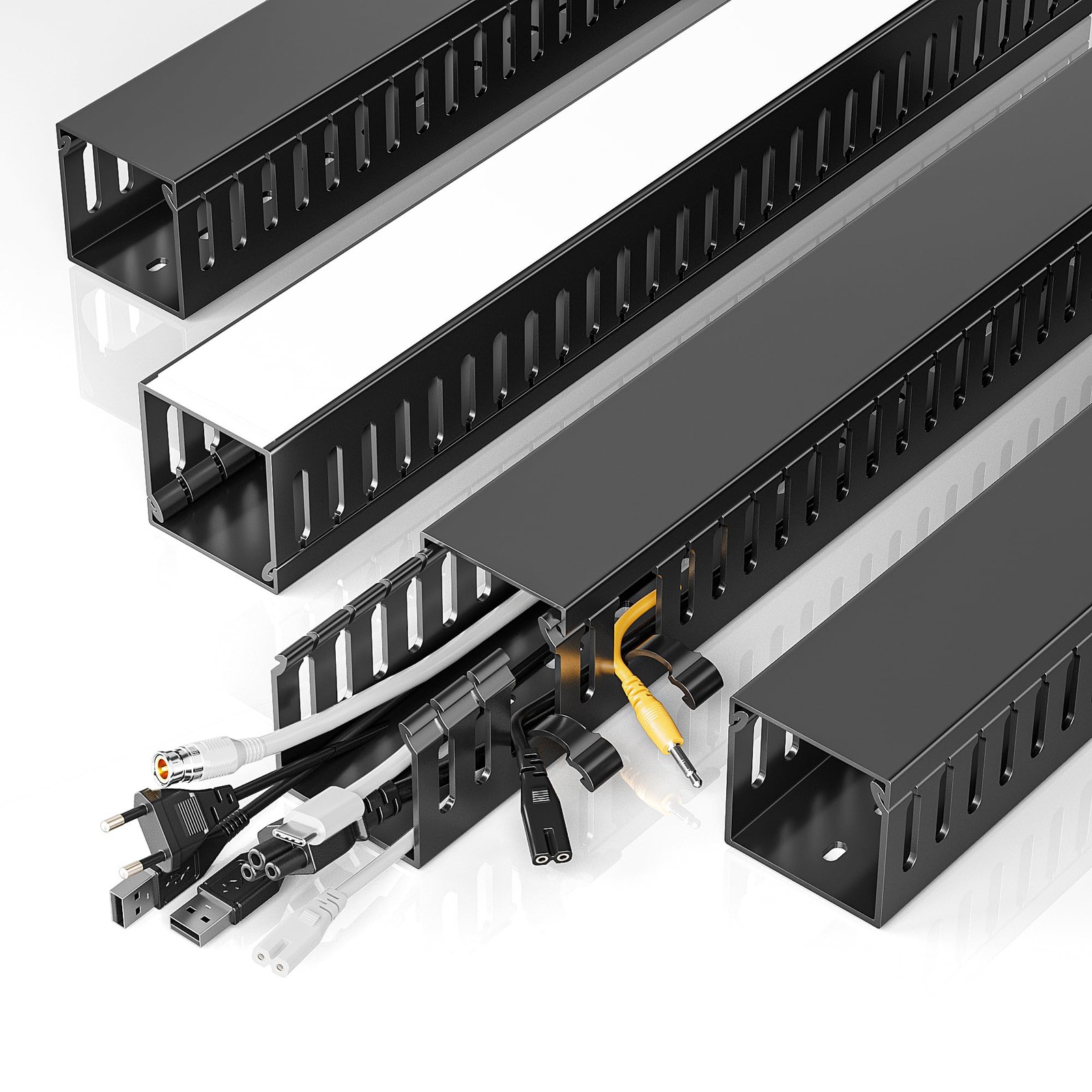Yecaye 2 Pack Cable Management, 31in L* 1.96in H* W, Black