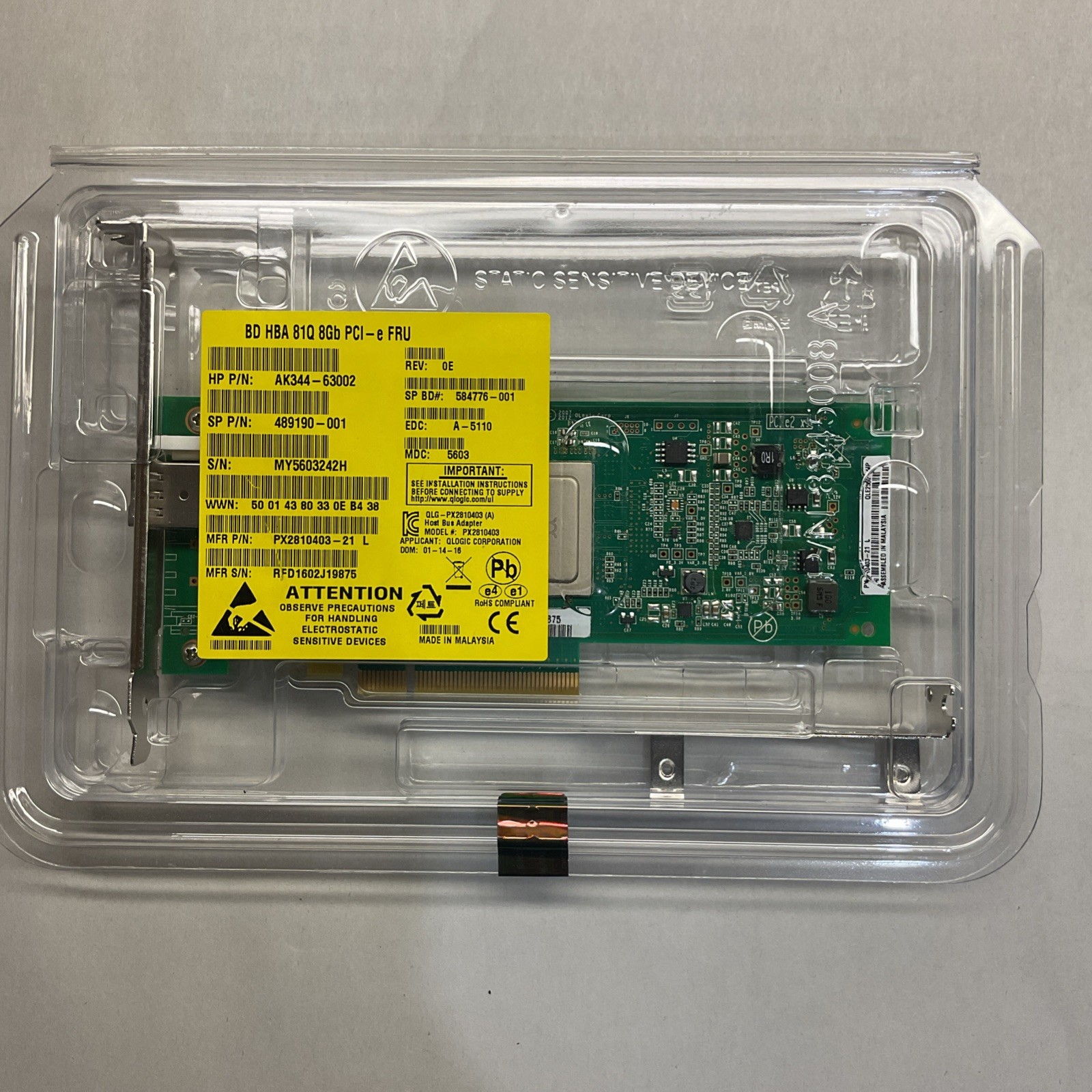AK344A  489190-001 QLE2560 HP STORAGEWORKS AK344-63002 81Q PCI E FC HBA adapter