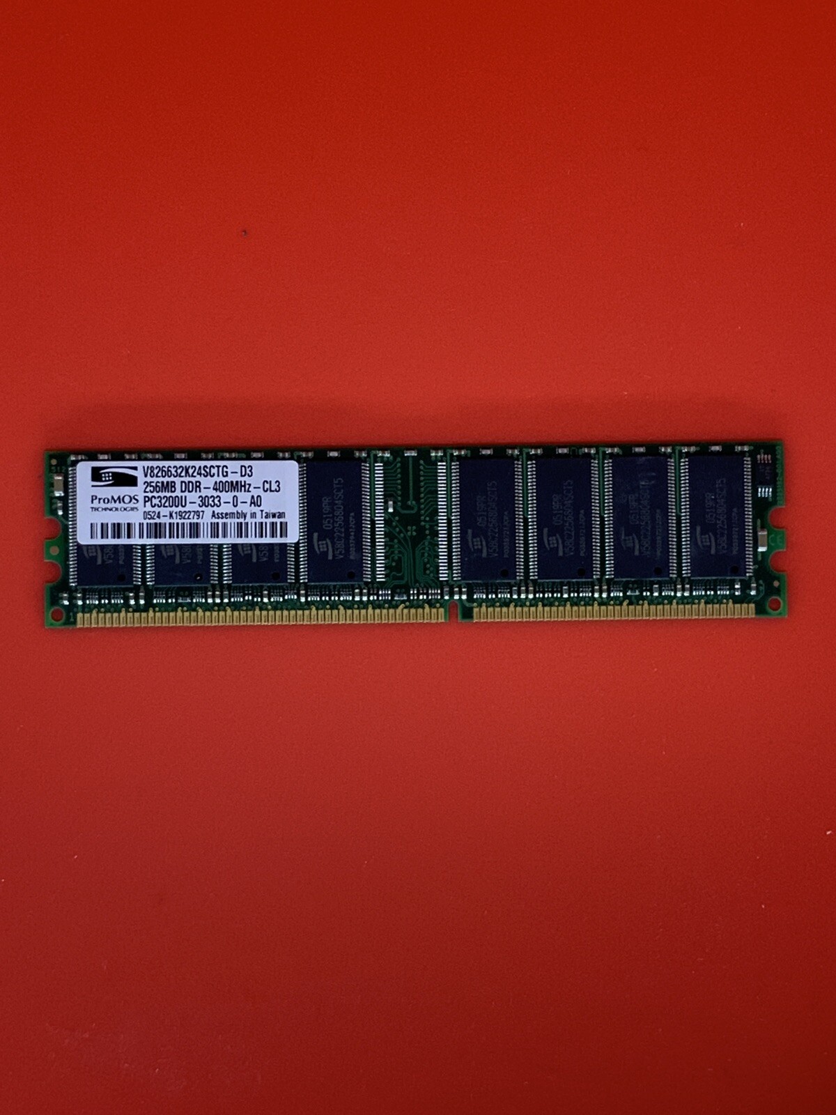 256MB DDR-400MHZ-CL3 PC3200U-3033-0-A0 PROMOS TECHNOLOGIES