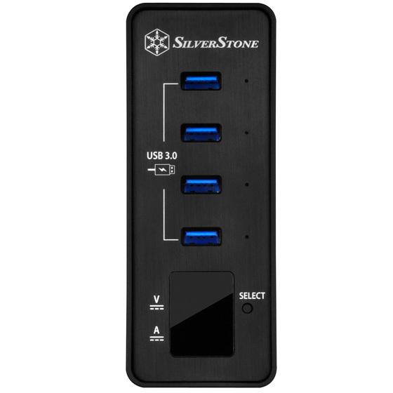 Silverstone SST-EP03B Voltage/Current Display Fast Charging 4 Port USB3.0 Hub