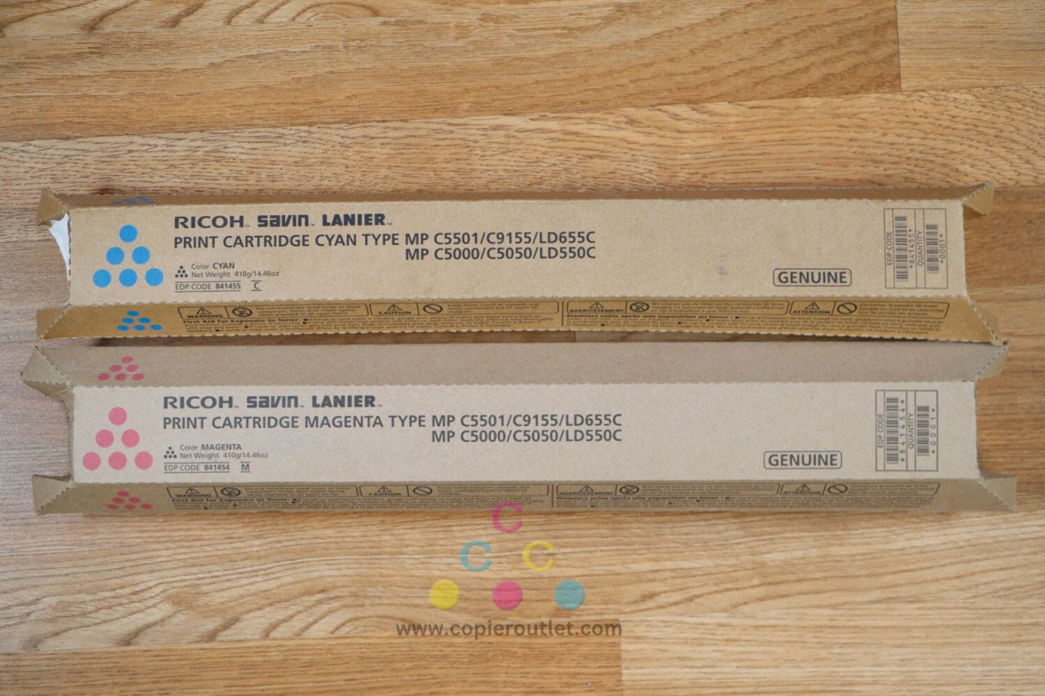 2 OEM Ricoh MP C5000,C5050,LD550C,C5501,C9155,LD655C Cyan & Magenta Toners 84145