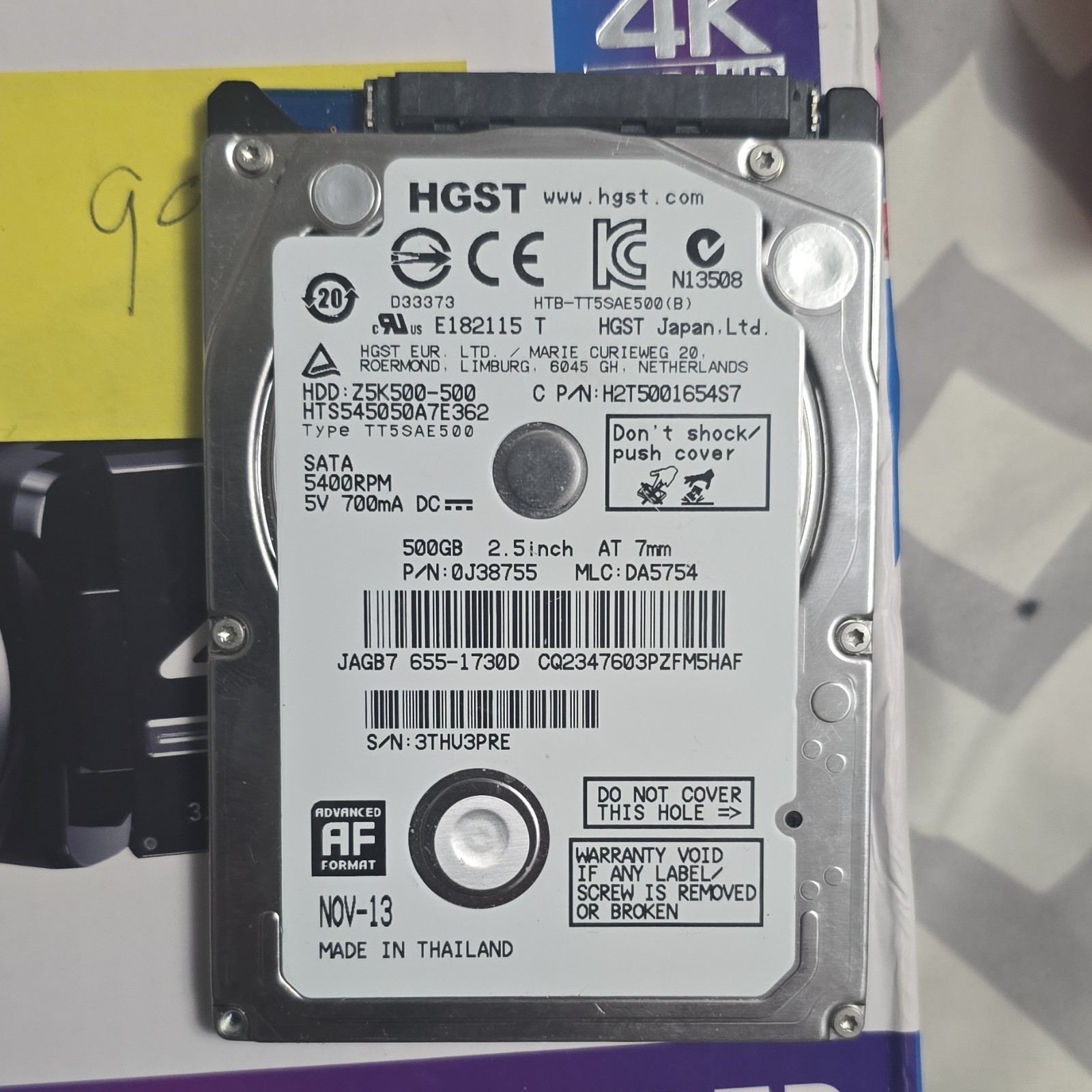 HGST Z5K500-500 500GB 2.5" SATA Internal Laptop HDD Silver Blue