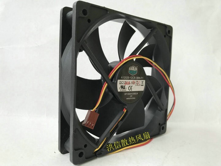 1X silent cabinet cooling fan A12025-12CB-3BN-F1 12V 0.16A 3-wire 12CM