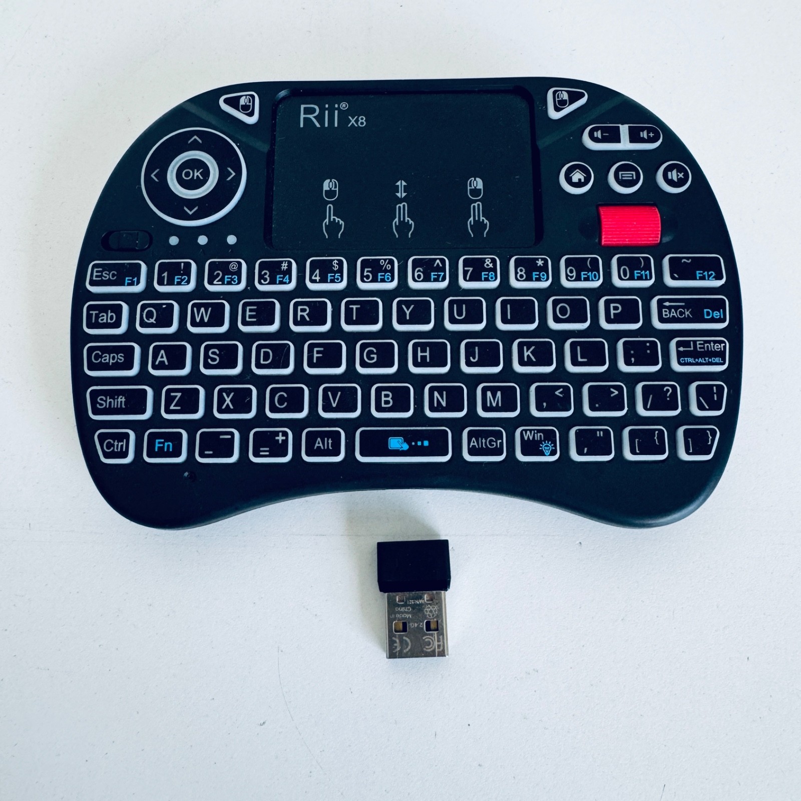 Rii X8 Mini Wireless Keyboard Touchpad Remote USB Dongle Battery Backlit *TESTED