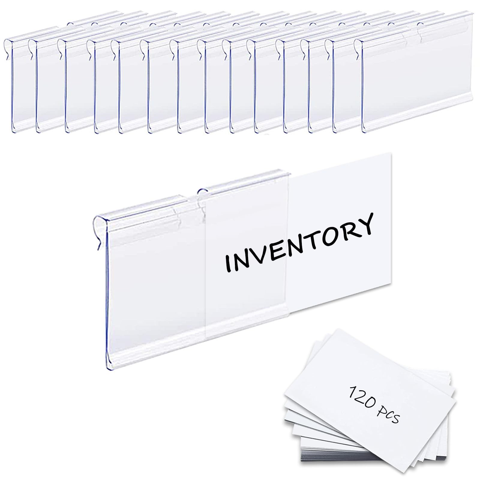 120PCS Basket Bin Labels Clip On,Clear Plastic Label Holders for Storage Bins...