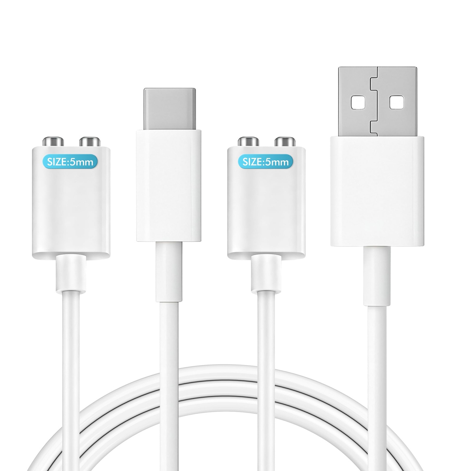 OVECIOPO 2PCS 5MM Magnetic Charging Cables, Rose Charger 5mm, white 