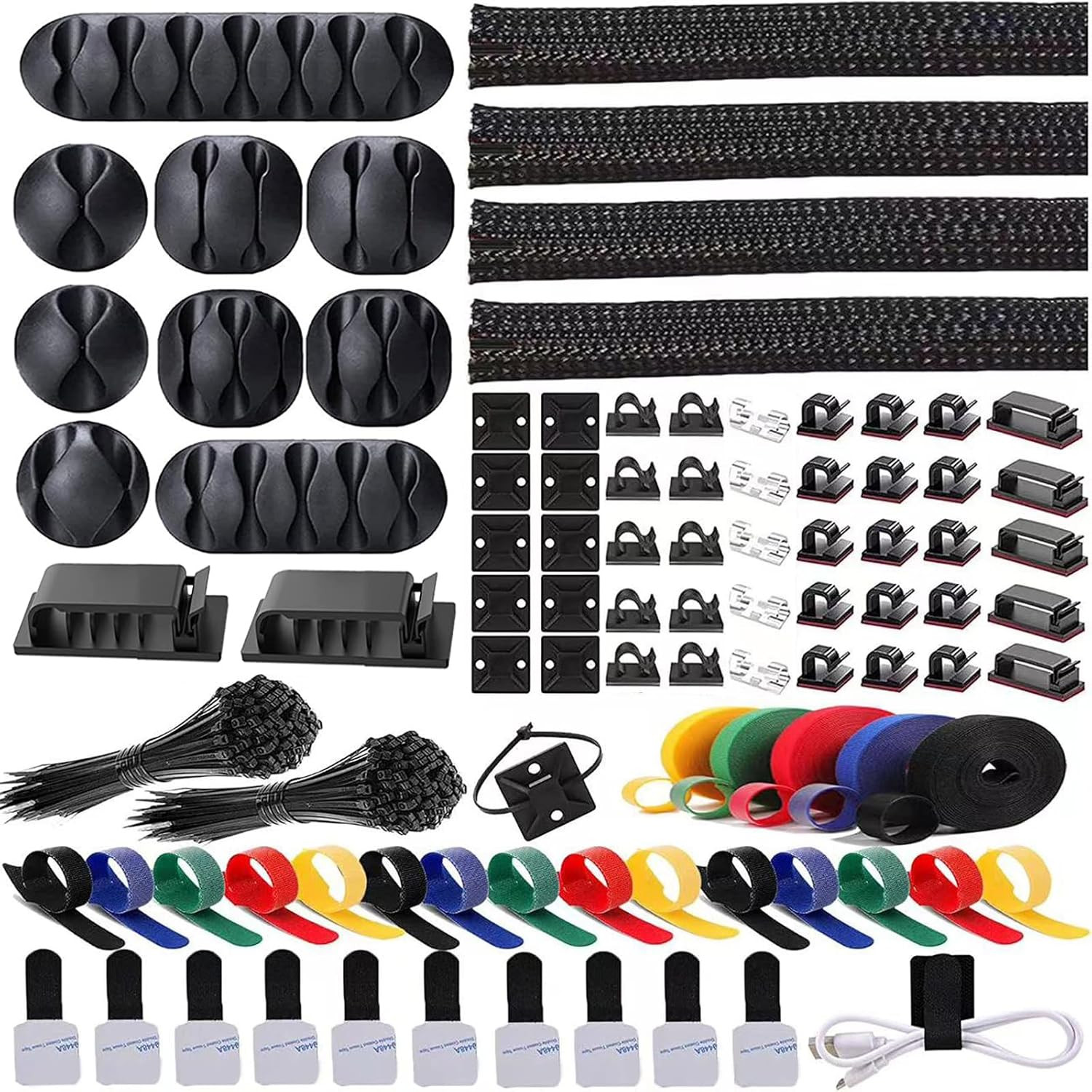 300 Organizadores de Cables Kit Fundas Clips Lazos Organizador para Escritorio T