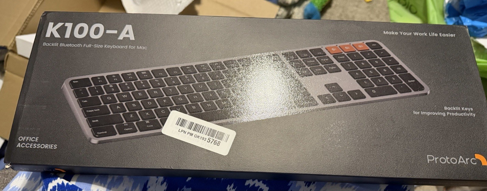 ProtoArc KM100-A Backlit Full Size Bluetooth Keyboard/Mouse Combo  w/Key Protect