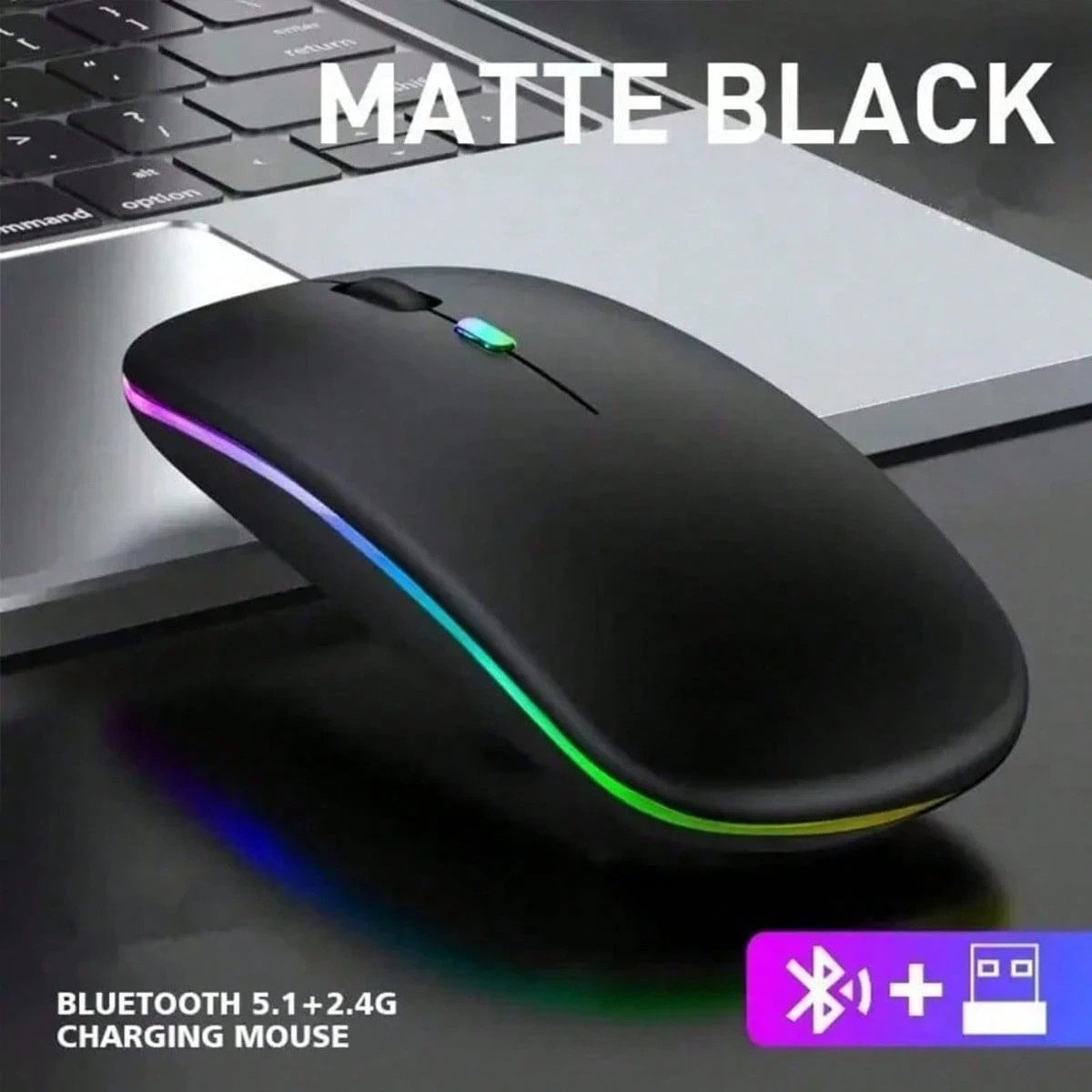 2.4GHz Wireless Optical Mouse USB Rechargeable RGB Cordless Mice For PC Laptop