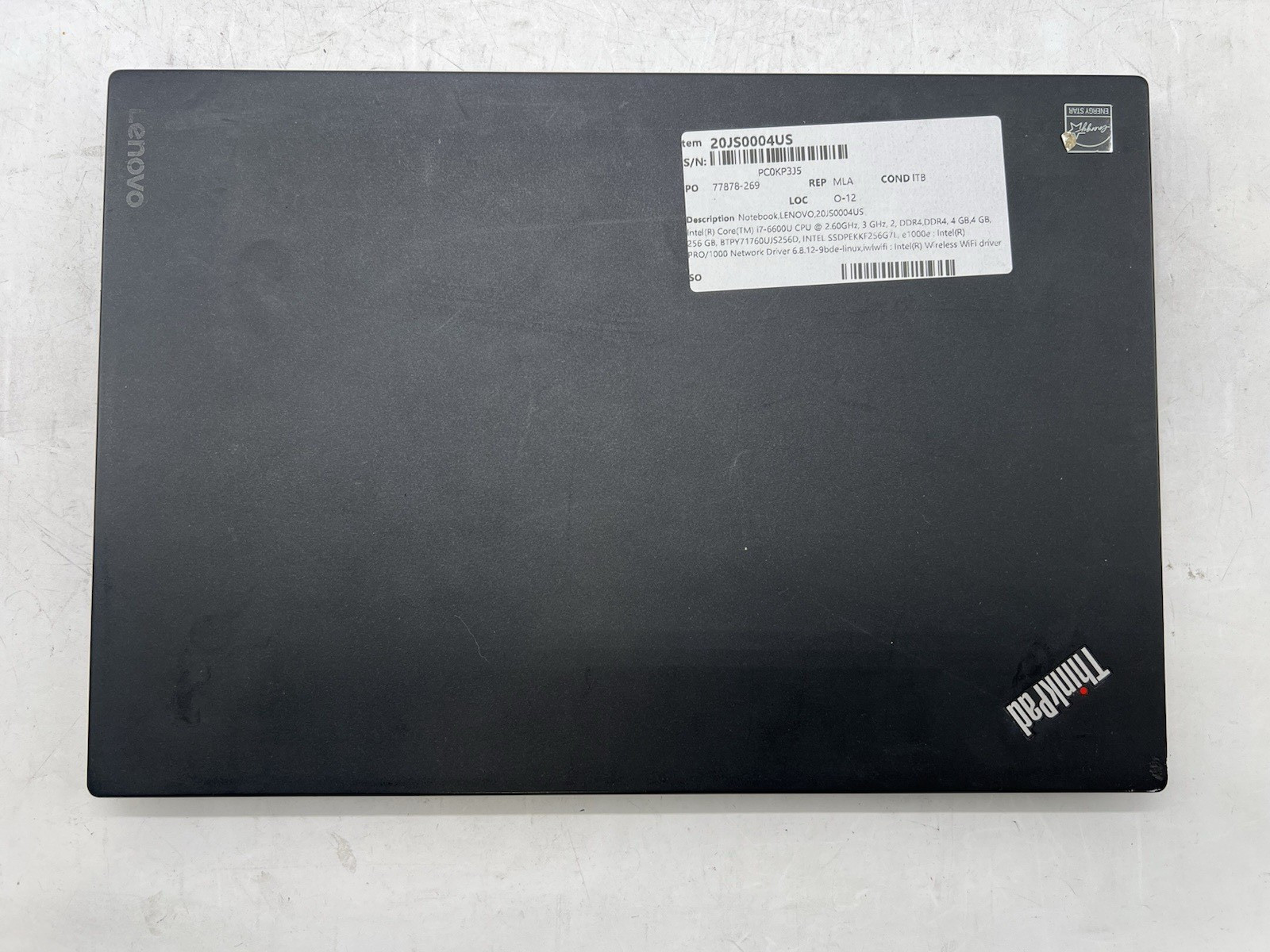 Lenovo ThinkPad T470s, i7-6600U CPU, @ 2.60GHz, 8GB RAM, 256GB NVMe-No OS/AC