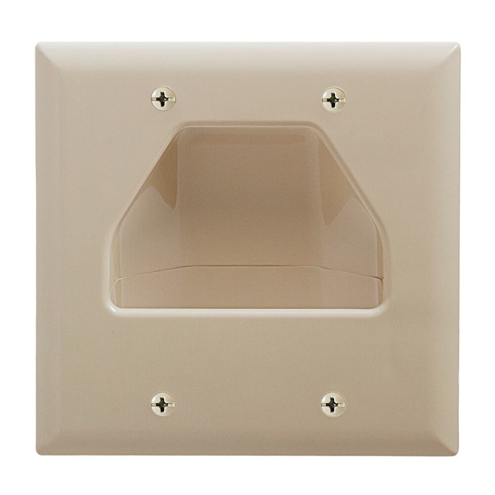 2 Gang Recessed Wall Plate For Low Voltage Audio Video Cable Pass Through Ivory