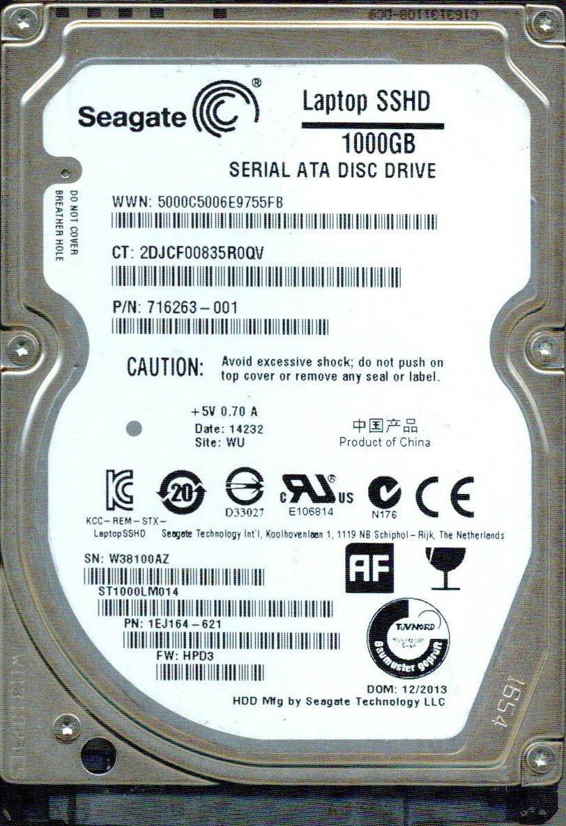 ST1000LM014,  1EJ164-621,  HPD3, WU,   W381,  SEAGATE 1TB  