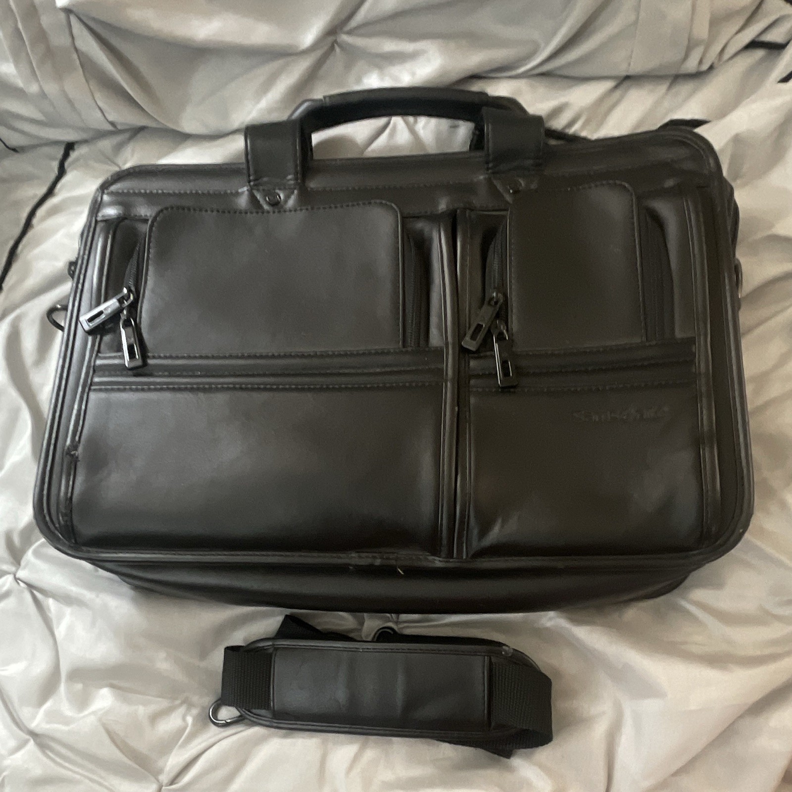 Samsonite Genuine Leather Work Bag Multi-Compartment Laptop Briefcase