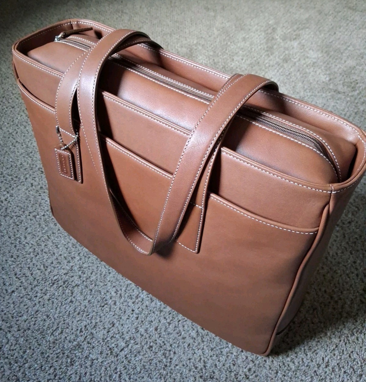 Vintage Coach 5209 Brown Leather Business Tote Laptop Briefcase Y2K Shoulder Bag