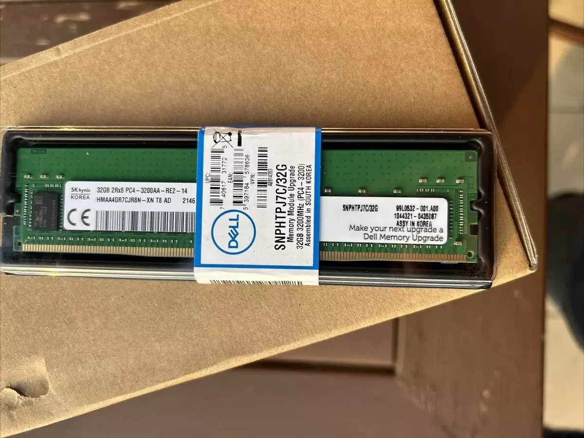NEW Dell SNPHTPJ7C/32G AB614353 32GB 2Rx8 DDR4 PC4-3200 RDIMM Server RAM Memory