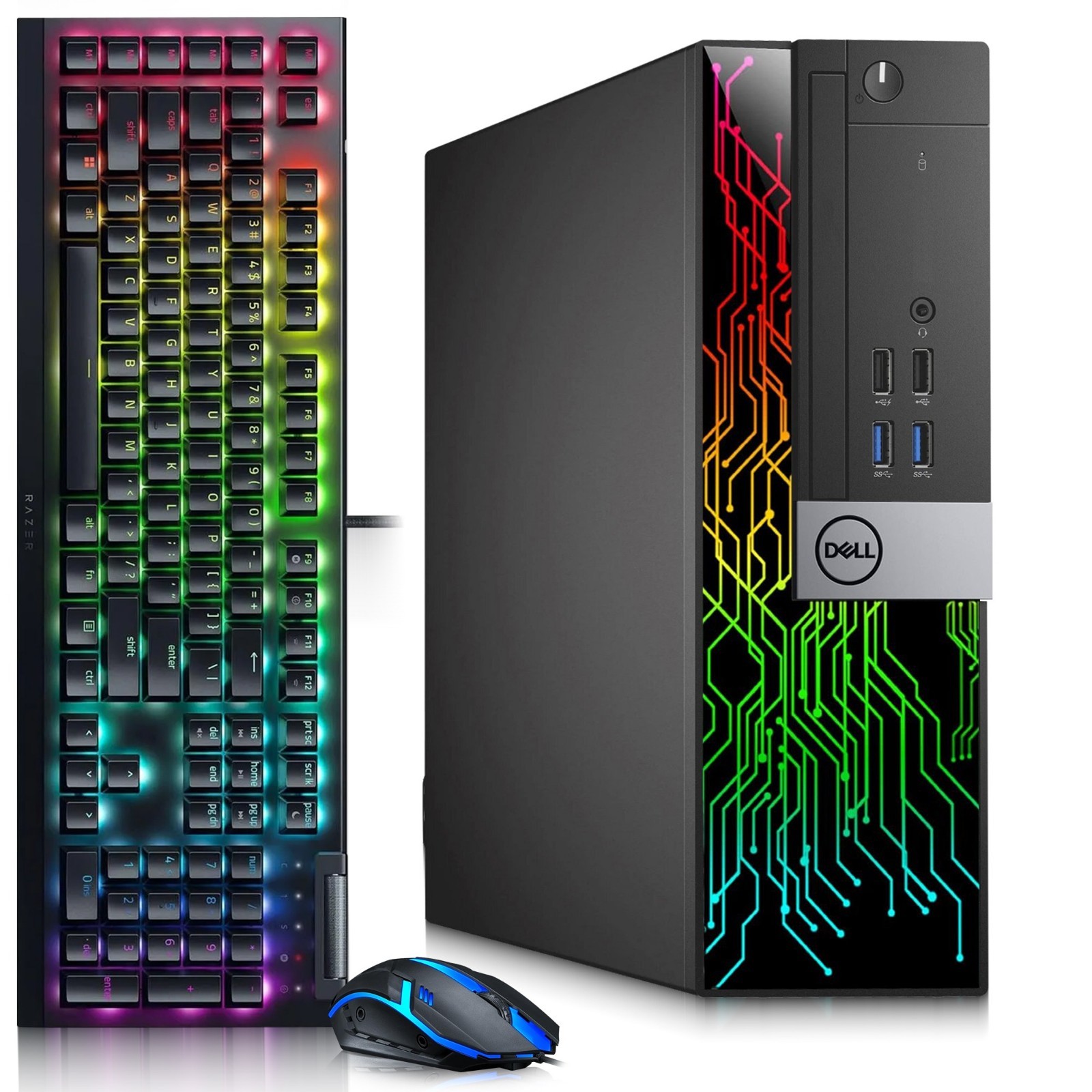 Dell 3040 RGB Gaming PC i5-6th 16GB 1TB SSD 500GB HDD AMD RX-550 RGB-KB&M Win 11