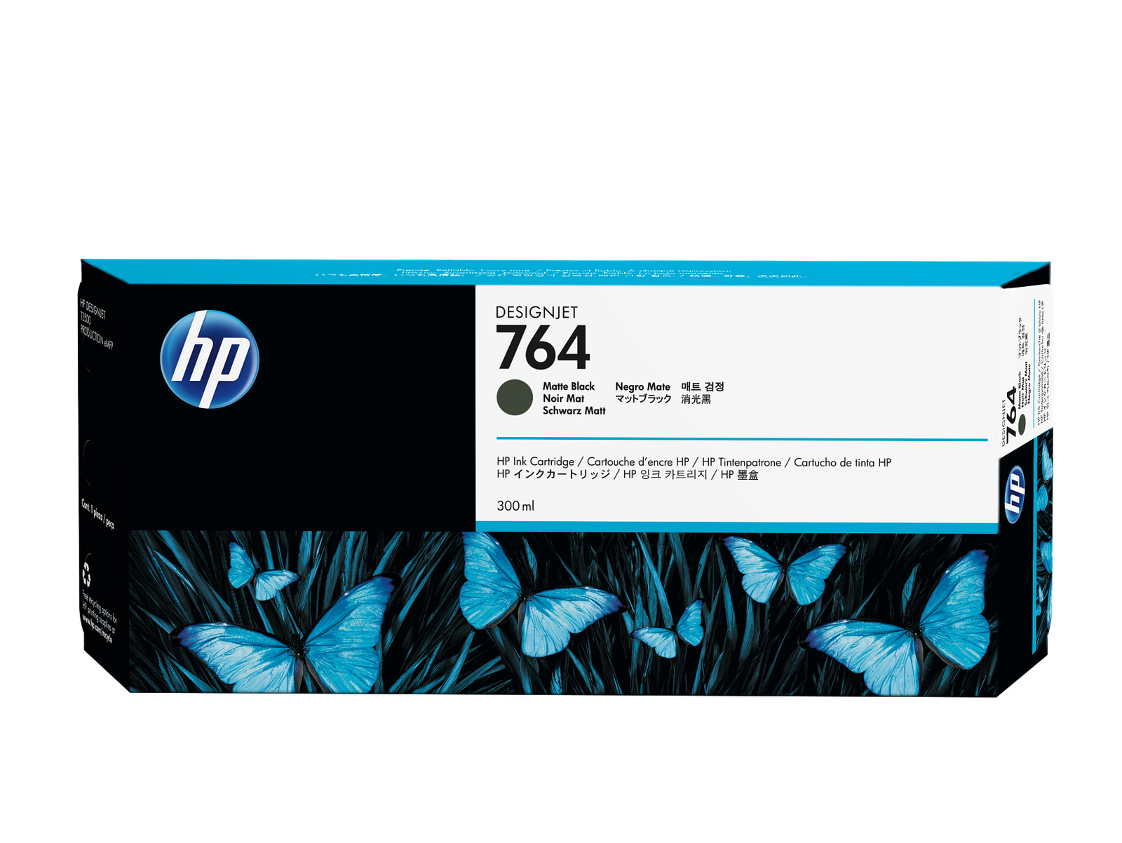 HP 764 300-ml Matte Black DesignJet Ink Cartridge, C1Q16A