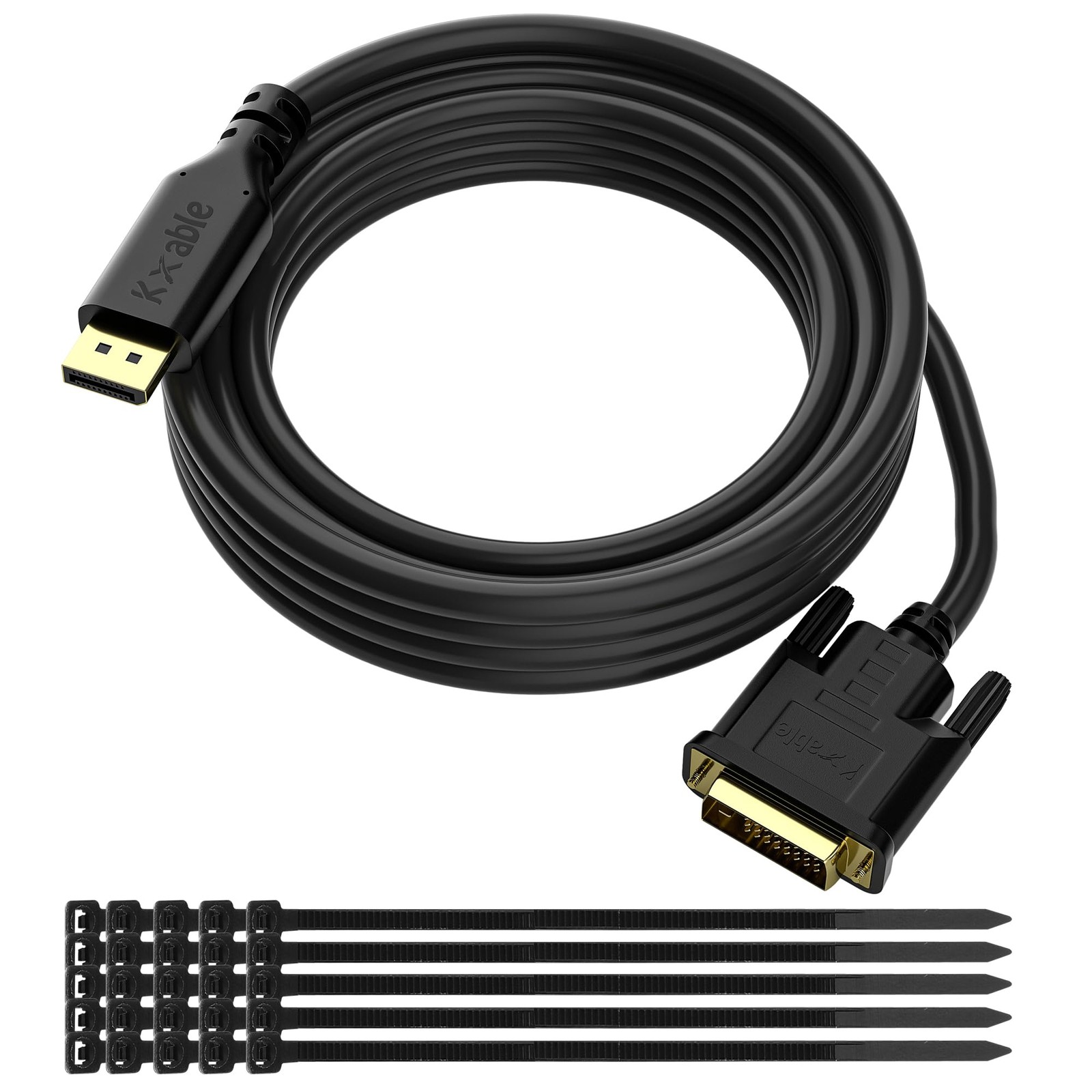 Gold-Plated DisplayPort to DVI Cable - 25 FT, DP to DVI-D Male to Male Conver...