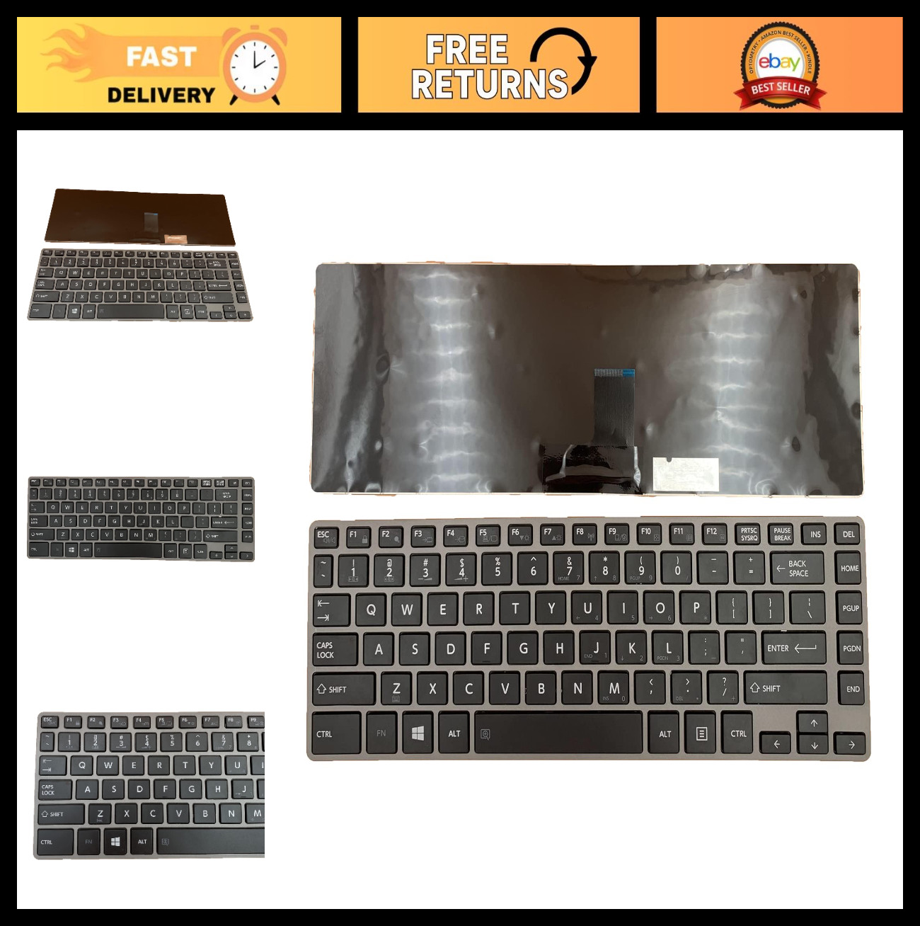 US Layout Laptop Replacement Keyboard for Toshiba Tecra Z40 Series - Gray Frame
