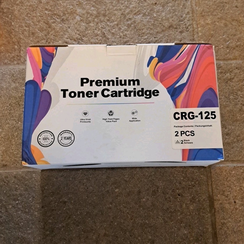 2PK Only 1 In Box. New CRG-125 Black Premium Toner Cartridges Factory Seal 