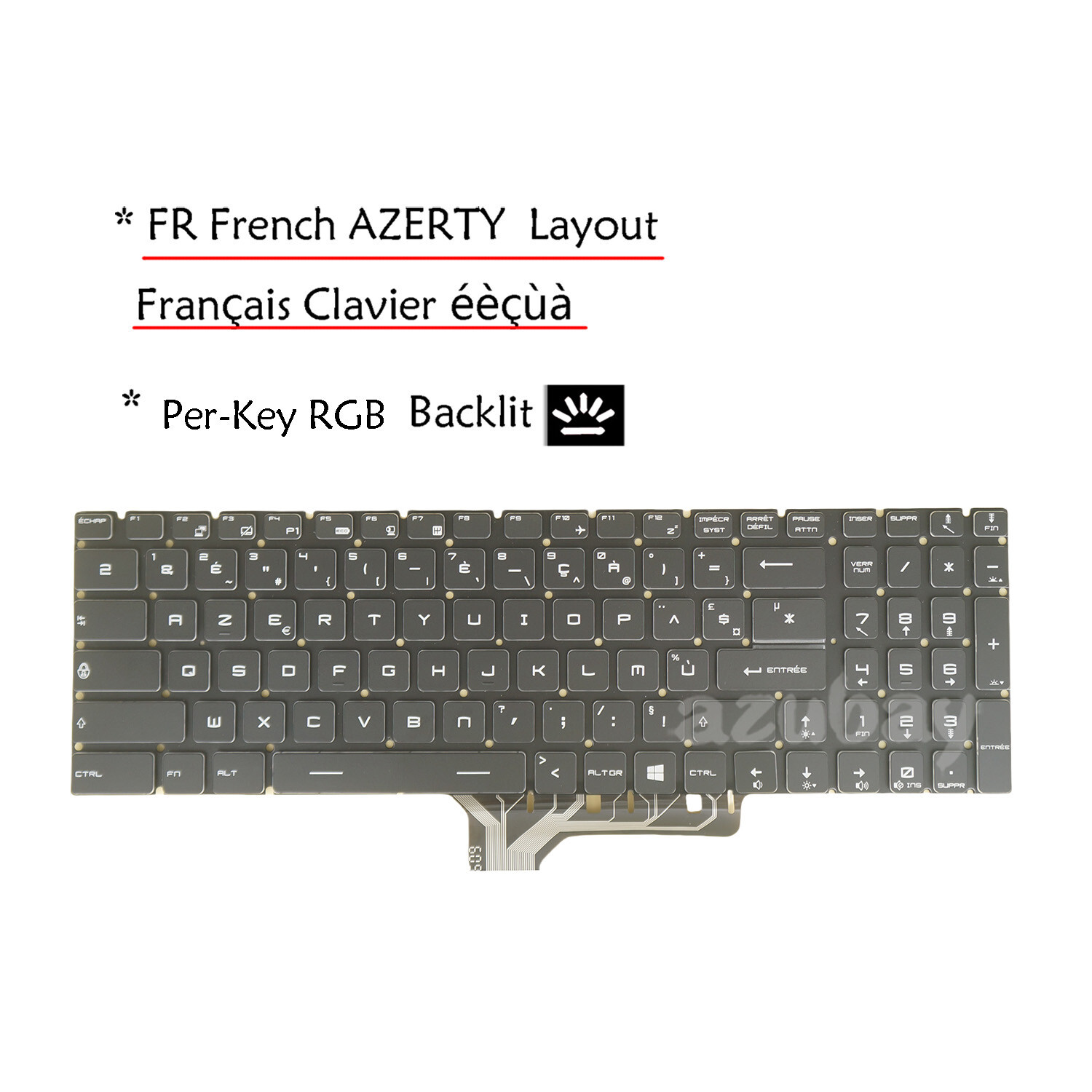 FR Clavier Français For MSI MS-17E5 MS-17E7 MS-17E8 MS-17E9, PerKey RGB Backlit