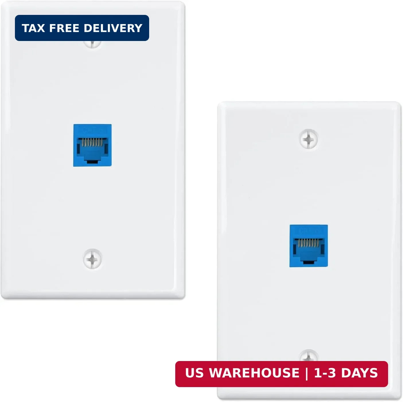 iwillink 2-Pack Cat6 Ethernet Wall Plate, 1-Port RJ45 Wall Plate, Blue
