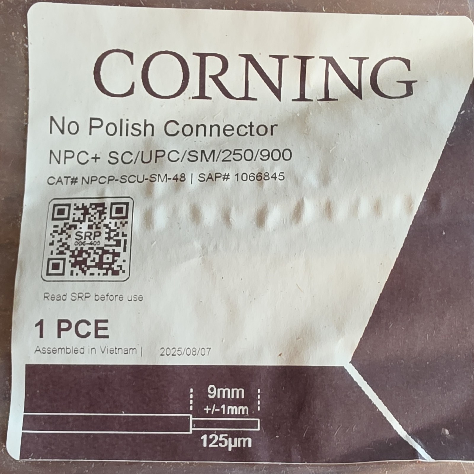 Corning No Polish SC/UPC Single-Mode Fiber Connector NPCP-SCU-SM-48 Blue