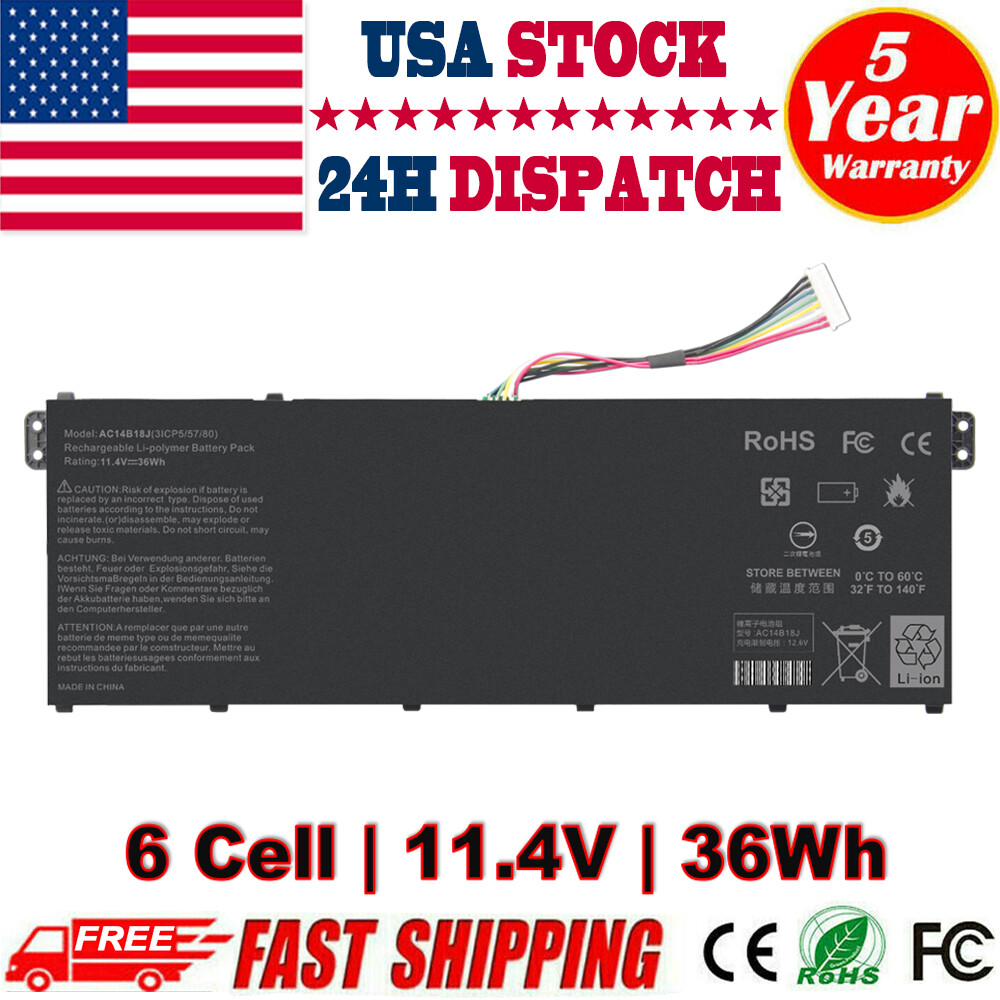 For ACER ASPIRE ES1-571 ES1-533 SERIES BATTERY AC14B18J AC14B13J 3ICP5/57/80