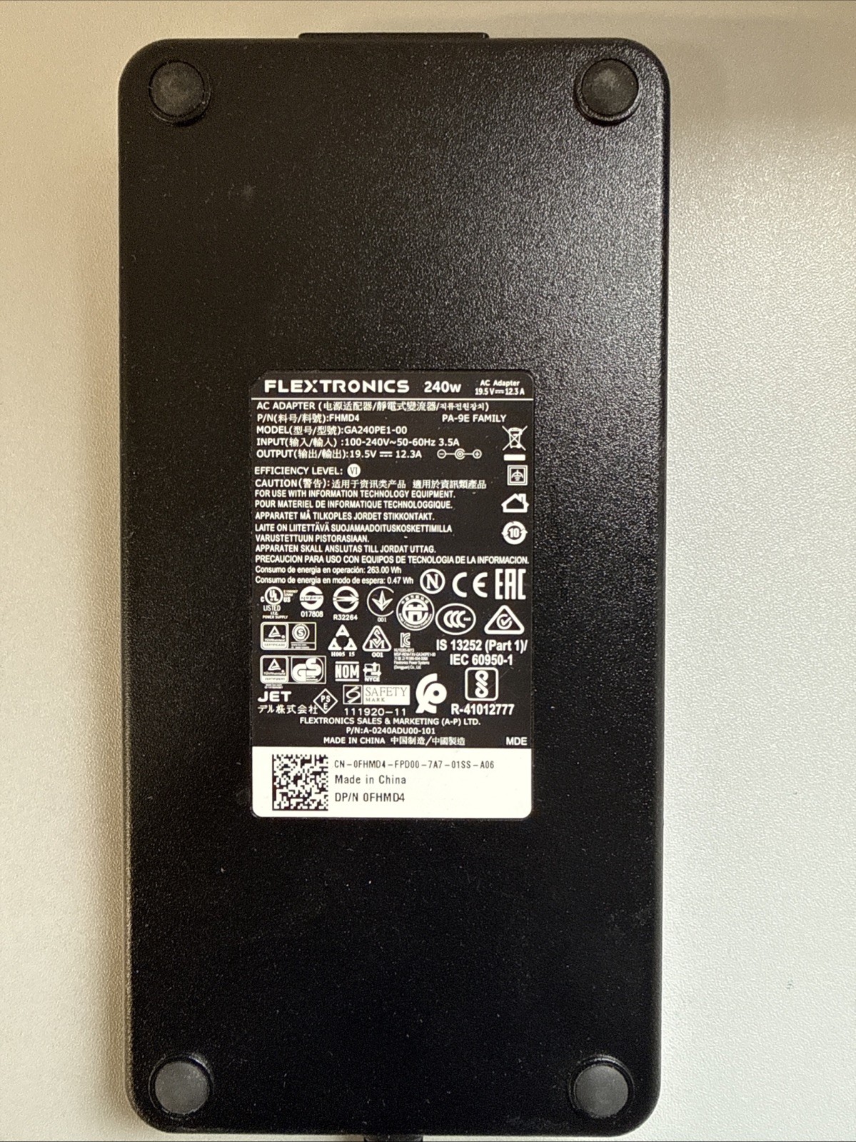 Genuine FLEXTRONICS 240W   19.5V  12.3A  7.4mm AC ADAPTER