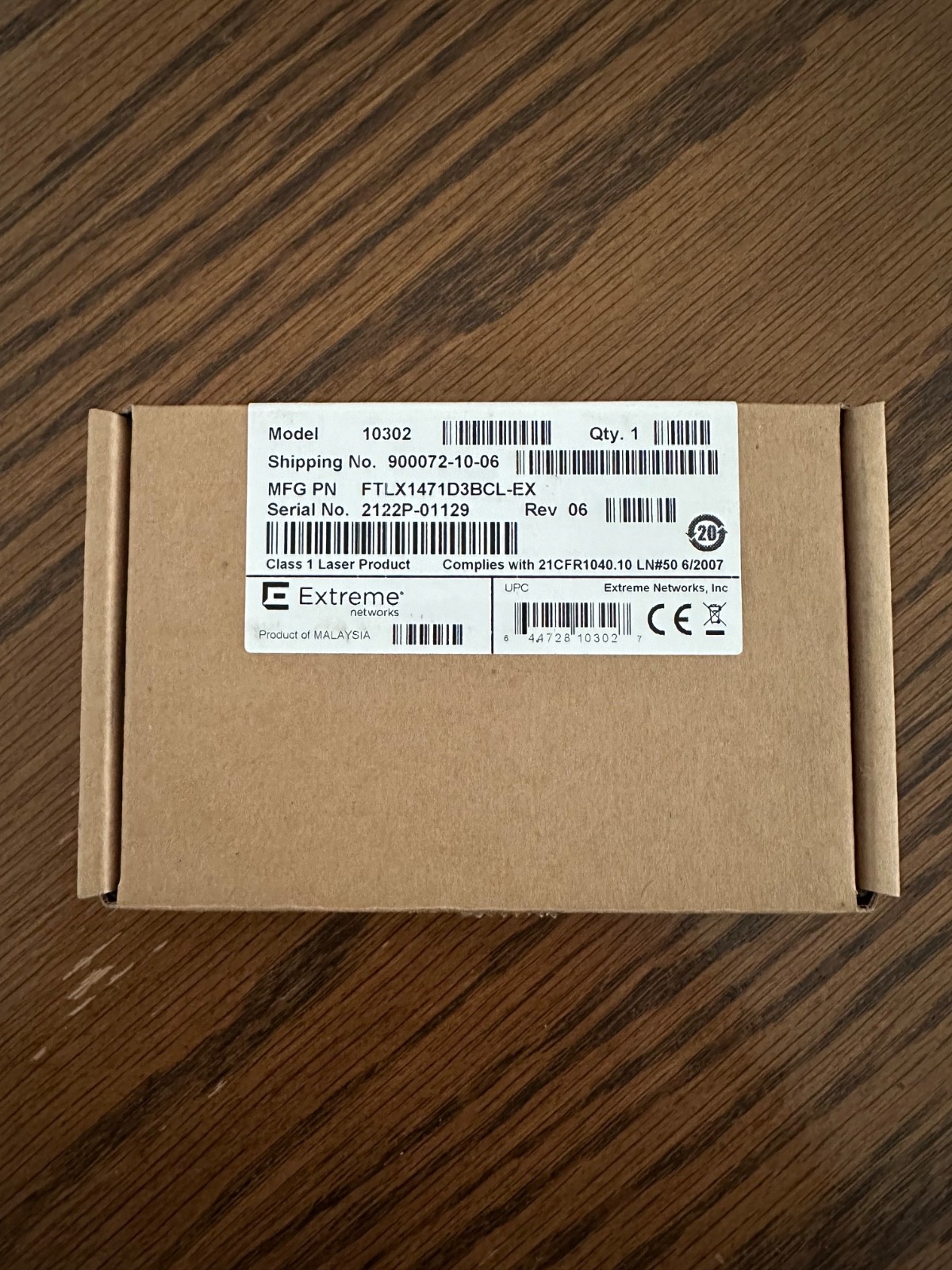 Extreme Networks Model 10302 Transceiver 10Gb SFP+ LR 1310nm